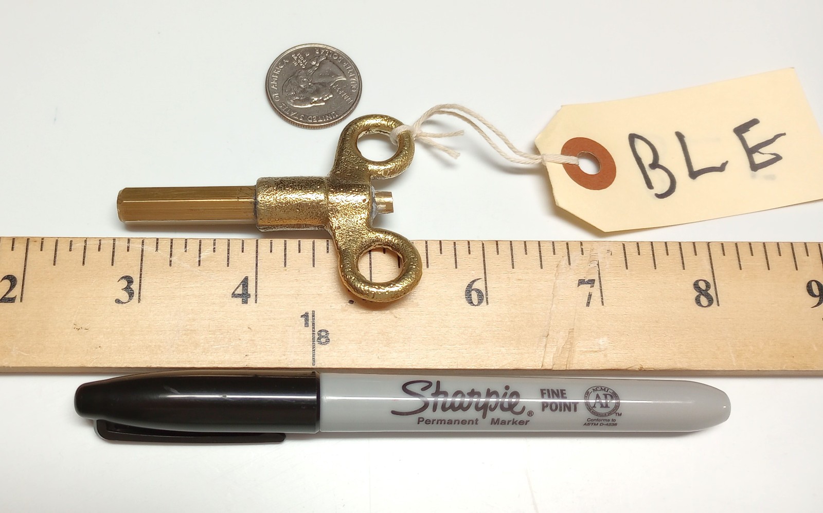 Yellow Brass Pocket Casket Key / Coffin Key