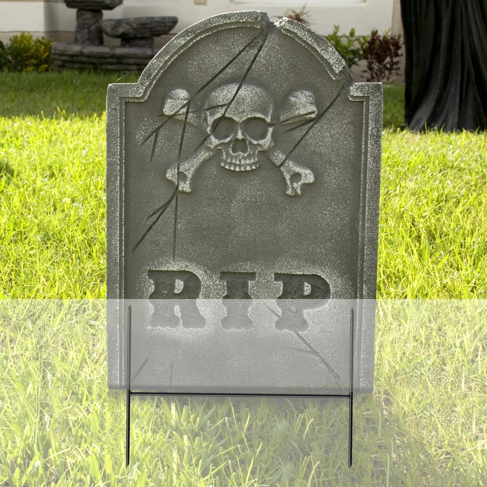 12PCS Metal Halloween Tombstone Stakes 7.9X6.3 H Shaped, Foam Graveyard Stakes