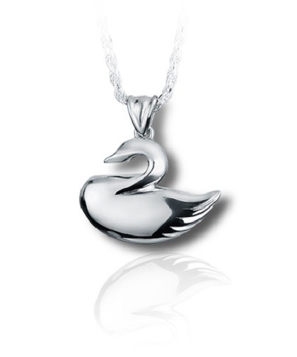 Sterling Silver Swan Funeral Cremation Urn Pendant for Ashes