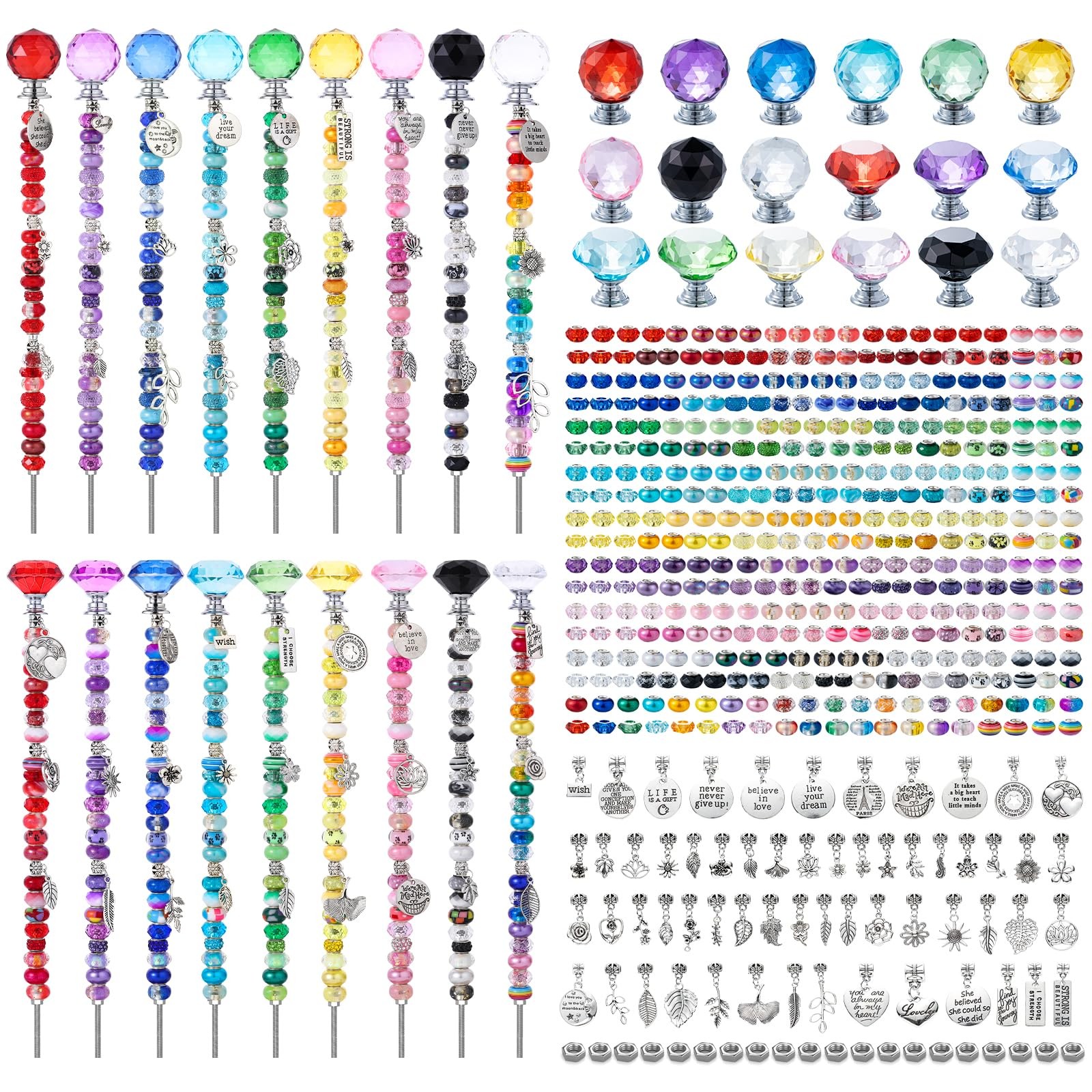 513Pcs DIY Beaded Garden Stakes, Fairy Wand Kit Garden Stakes Decorative with…