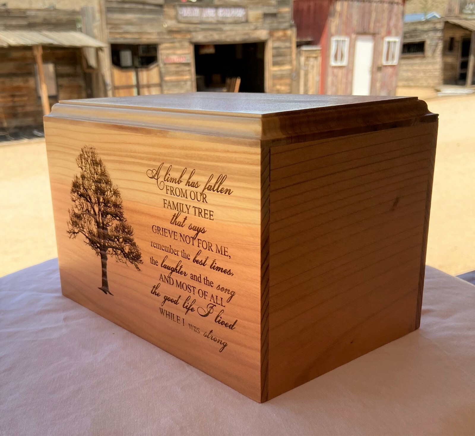 Small Human Wood Cremation Urn – Laser Engraved