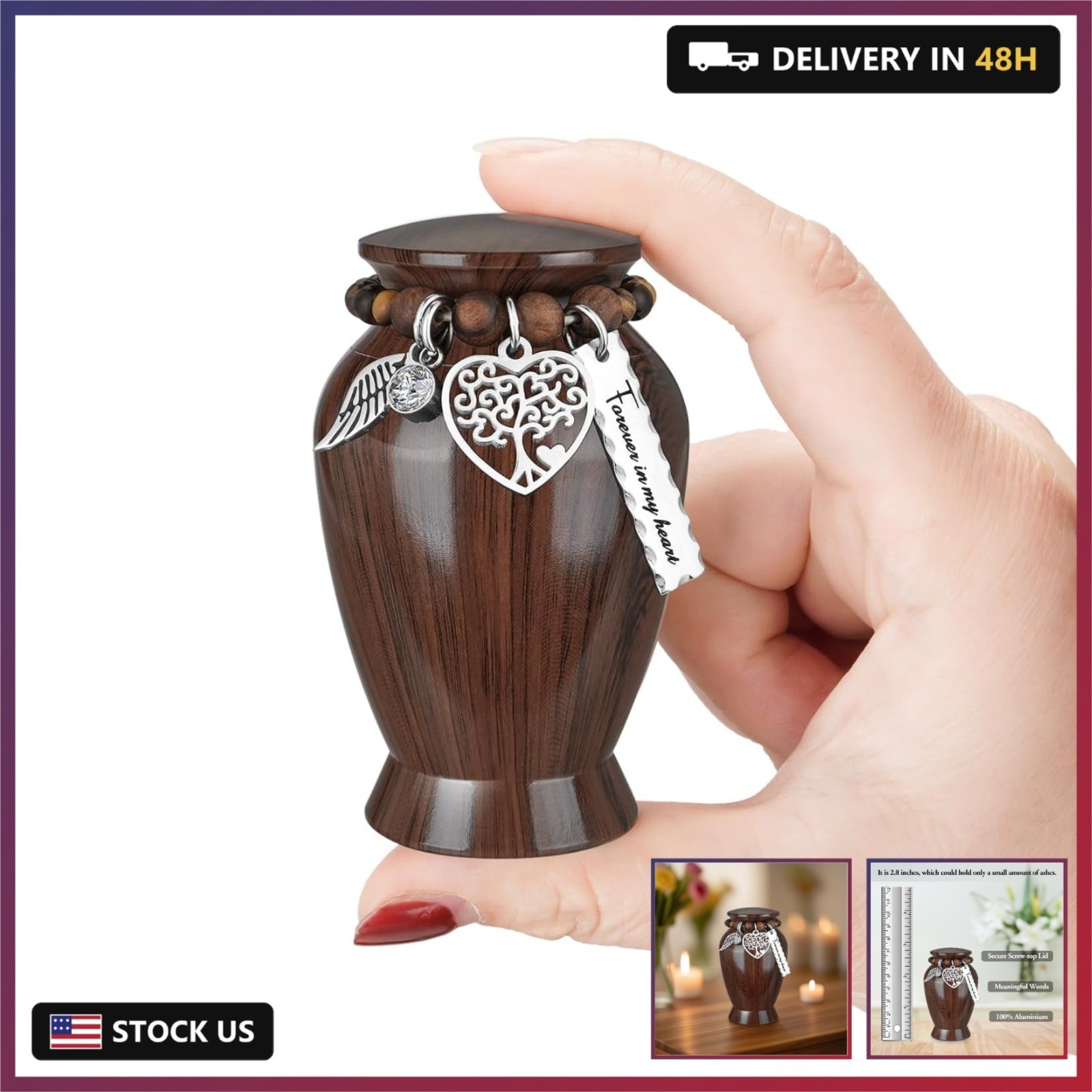 Memorials Small Urns for Human Ashes Keepsake Aluminum Mini Urns for Ashes with
