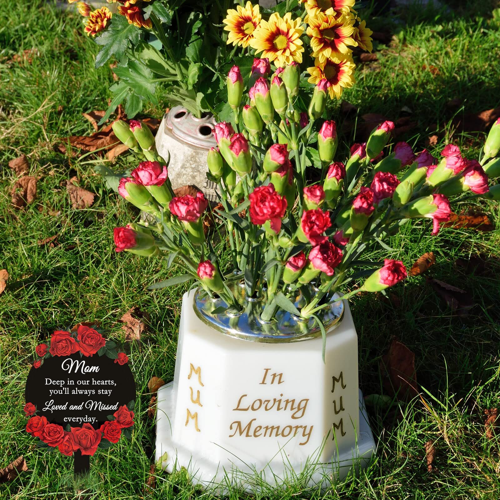 Cemetery Decorations for Grave Mom Grave Marker Stand Memorial Day Flowers New