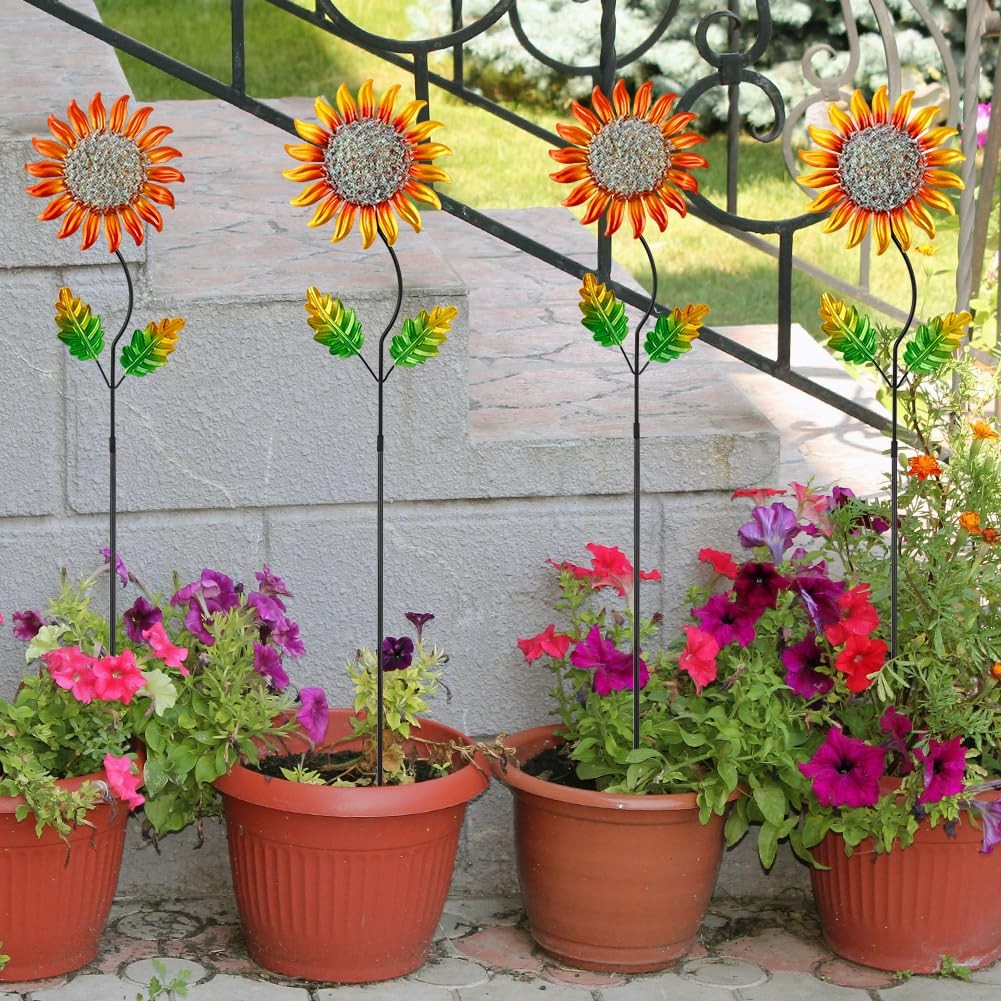 Garden Decor for Outside,Metal Sunflower Garden Stakes Lawn Ornaments Decorat…