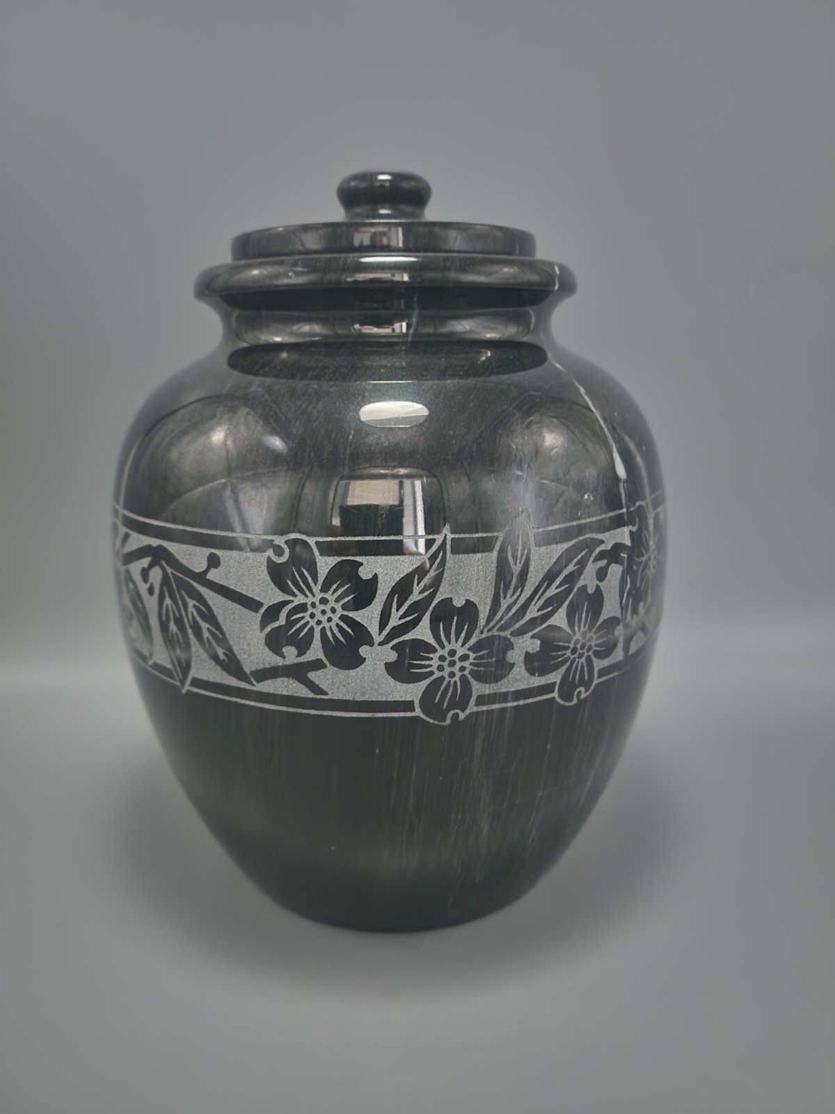 Natural Polished Black Marble Urn for Cremation Ashes Large/Adult 205 Cubic Inch