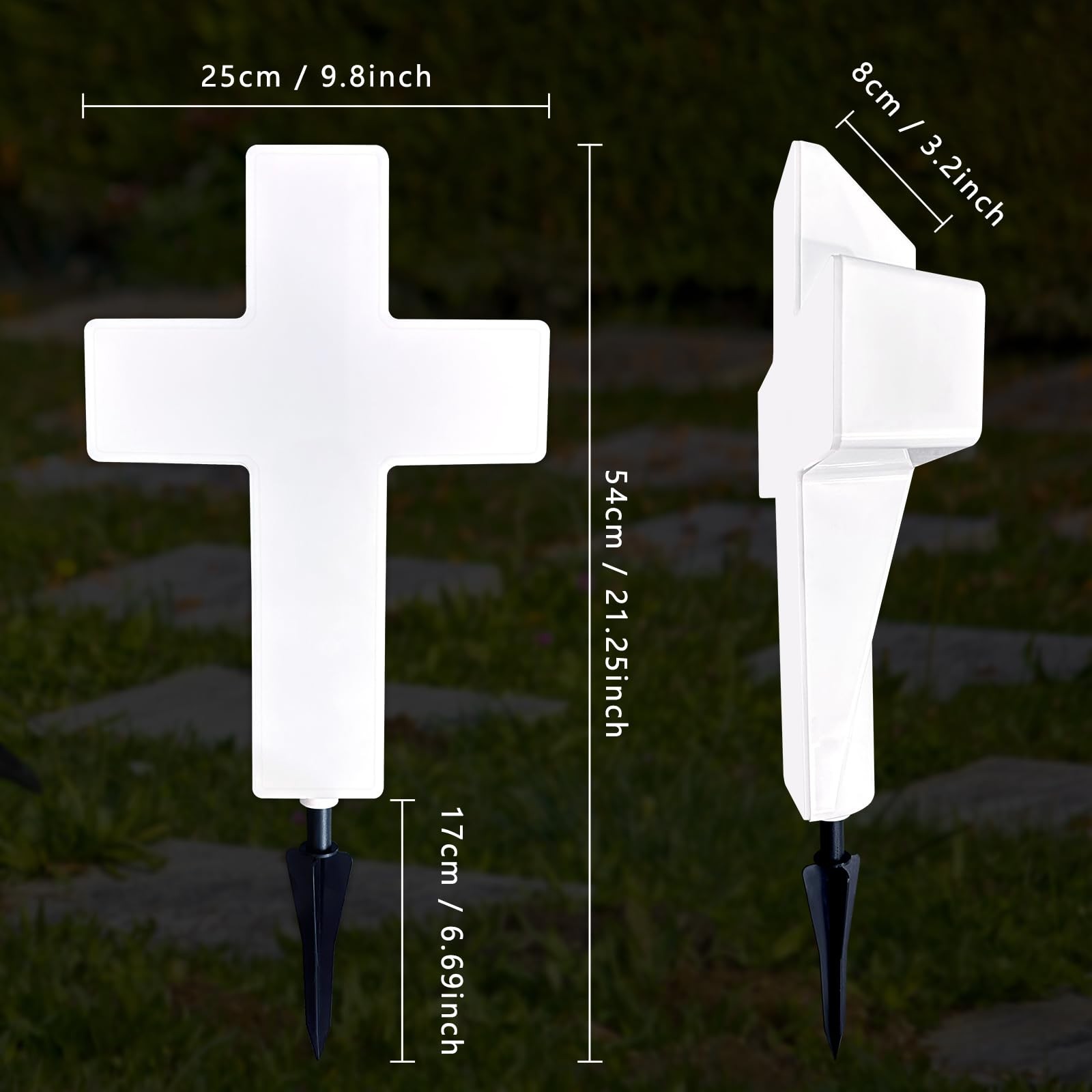 Solar Cross Light for Graves – LED Memorial Marker for Outdoor Garden Decor