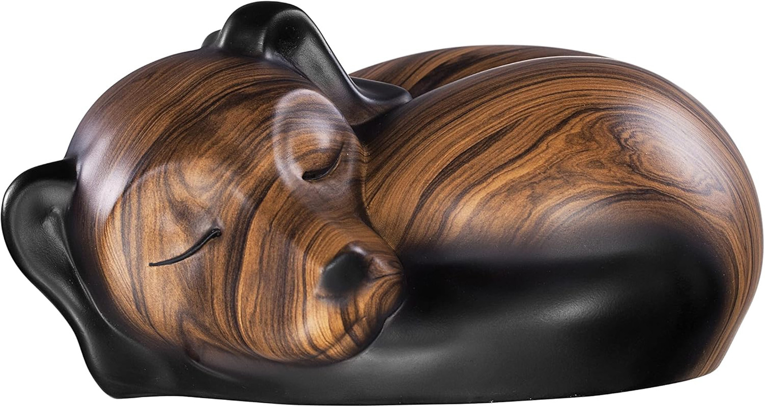 Sleeping Resin Dog Urn for Ashes – Elegant Pet Memorial (Brown)