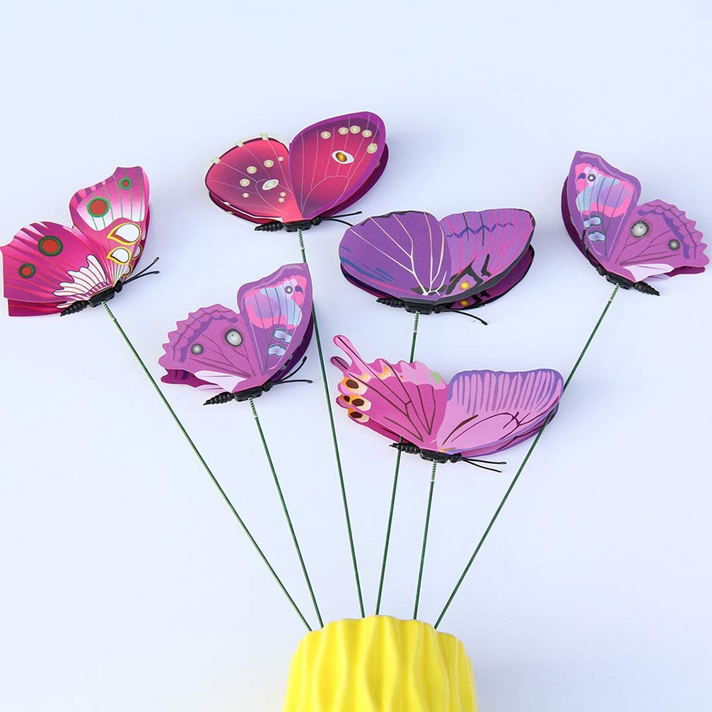 24pcs Butterfly Stakes Flower Garden Stakes for New Year Garden Patio Lawn De…