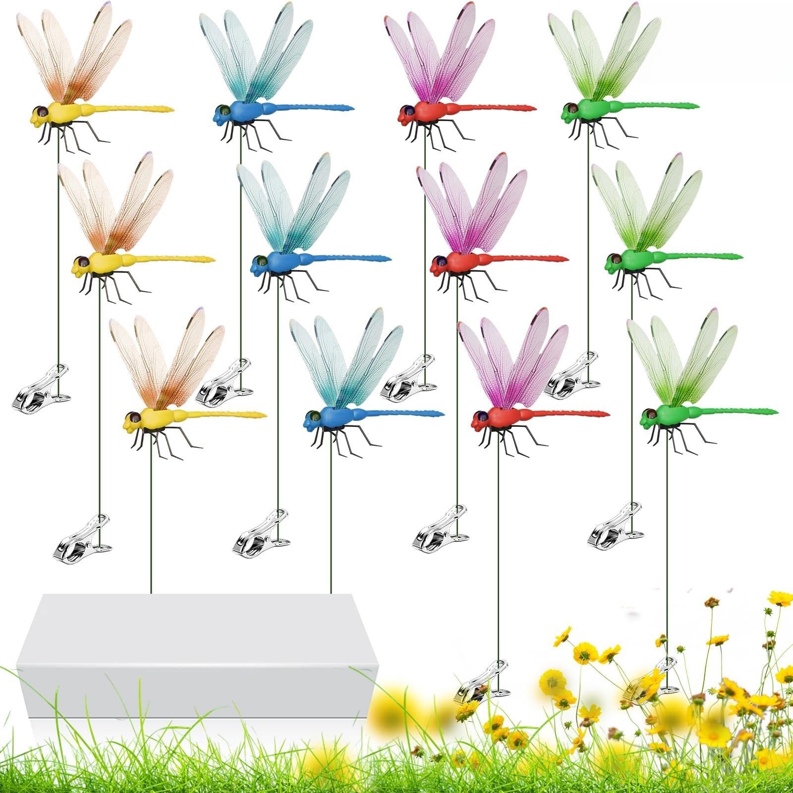 Fake Dragonfly Clips Garden Stakes Decor 3D Realistic Dragon Fly Hat Clip