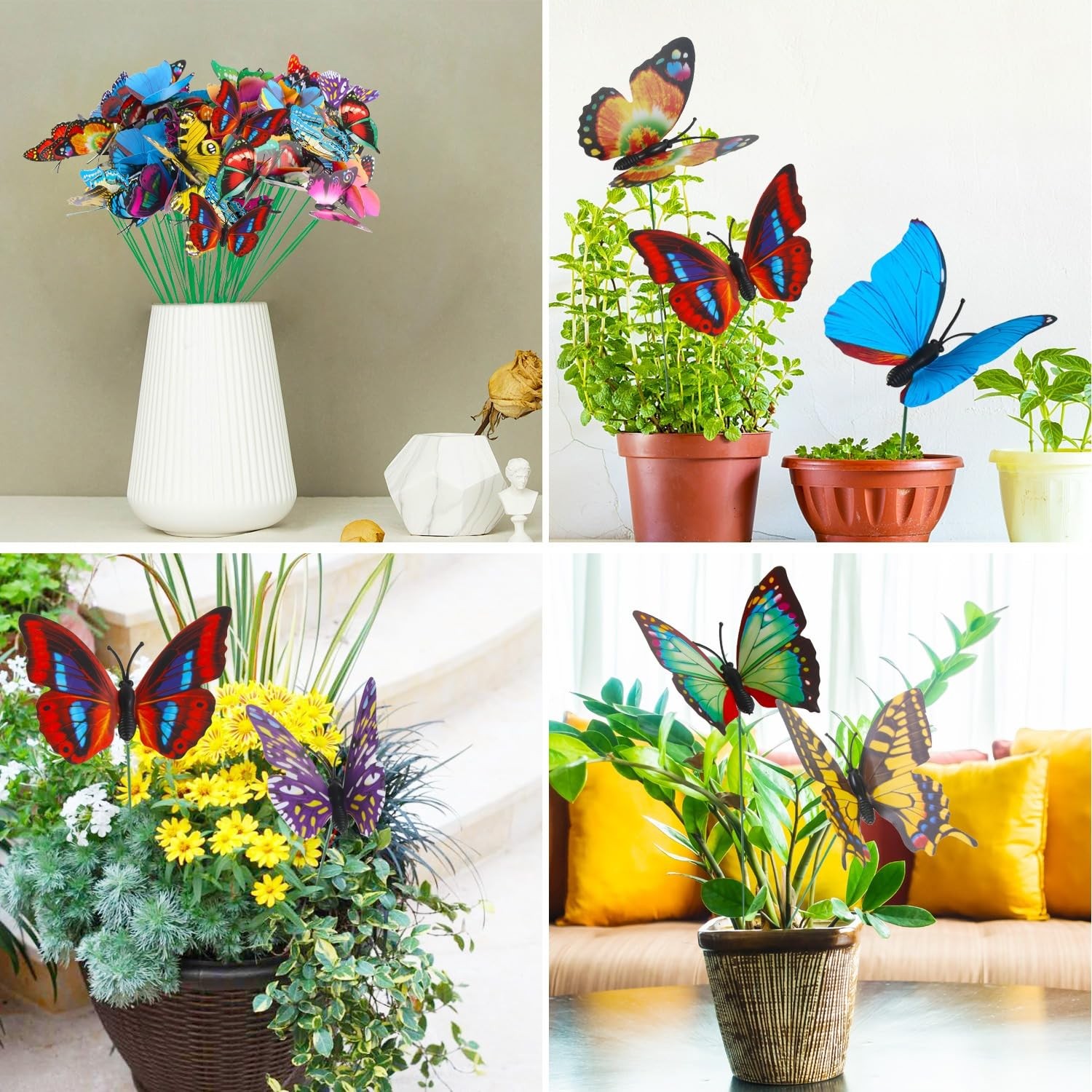 Butterfly Decorations, 75 Pcs Butterfly Stakes PVC Waterproof Decorative Colo…