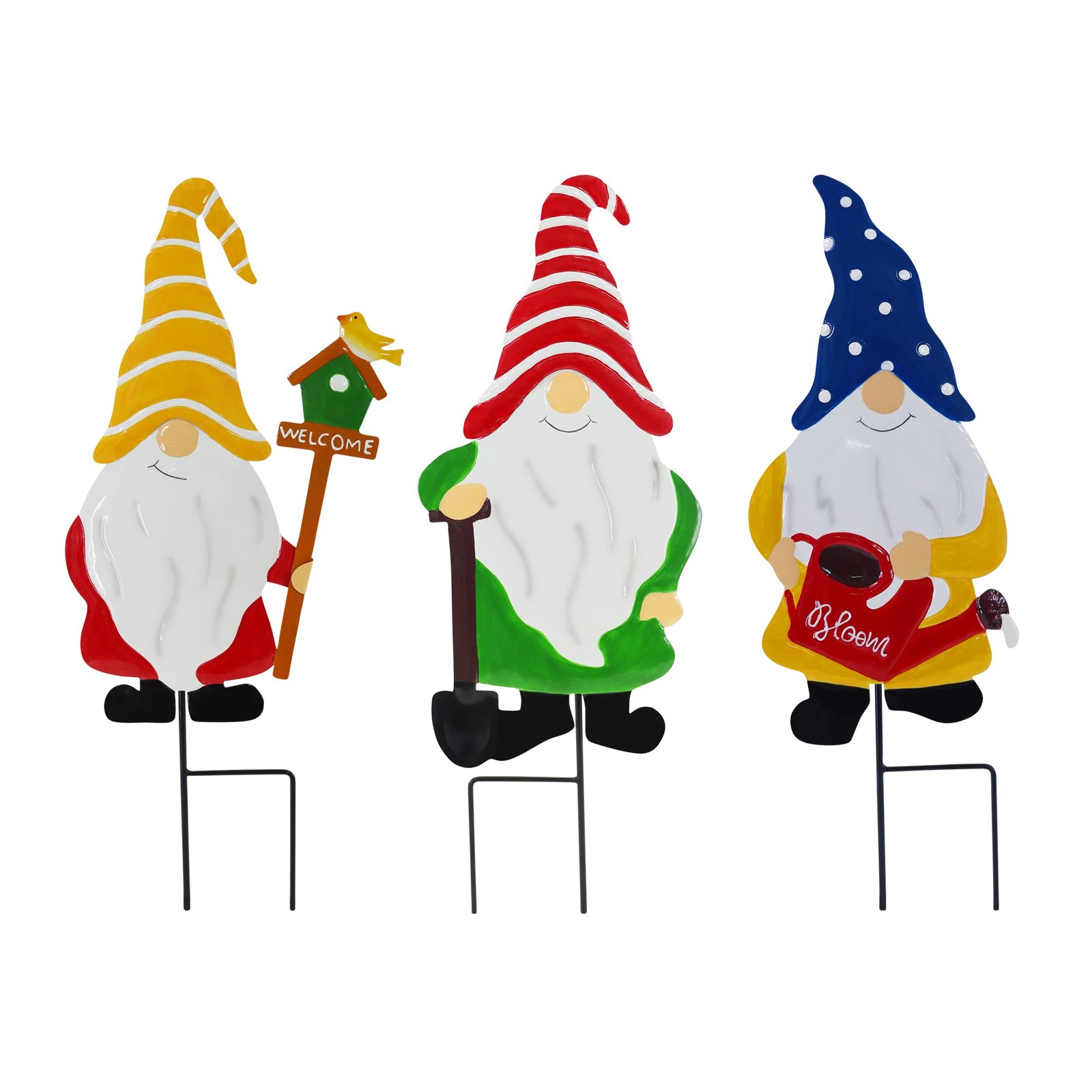 Gnome Garden Decor, Metal Gnomes Decorative Garden Stakes, Garden Decorations…