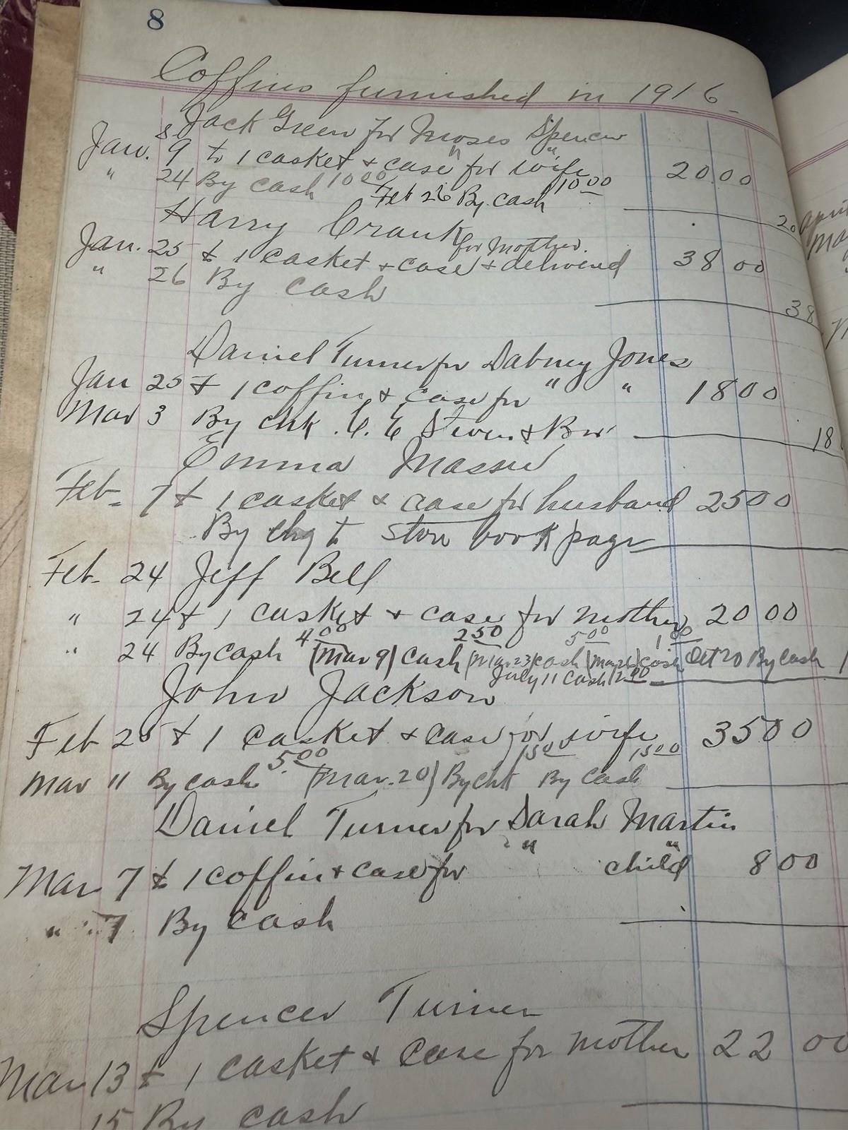 1916 Antique Funeral Undertaker Ledger Book Coffin Registry Archive Ephemera VA