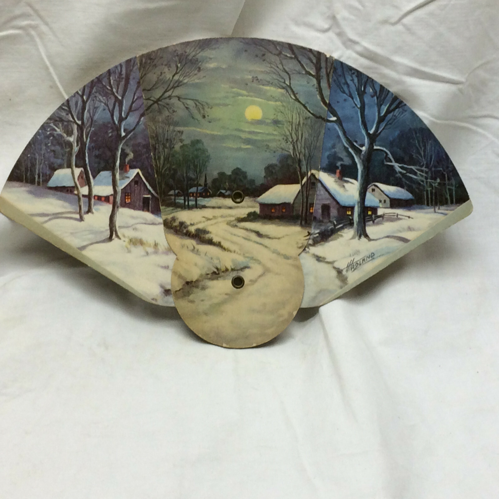 Vintage Advertising Walker-Wenner Funeral Home Fan Winter Art Toledo Ohio