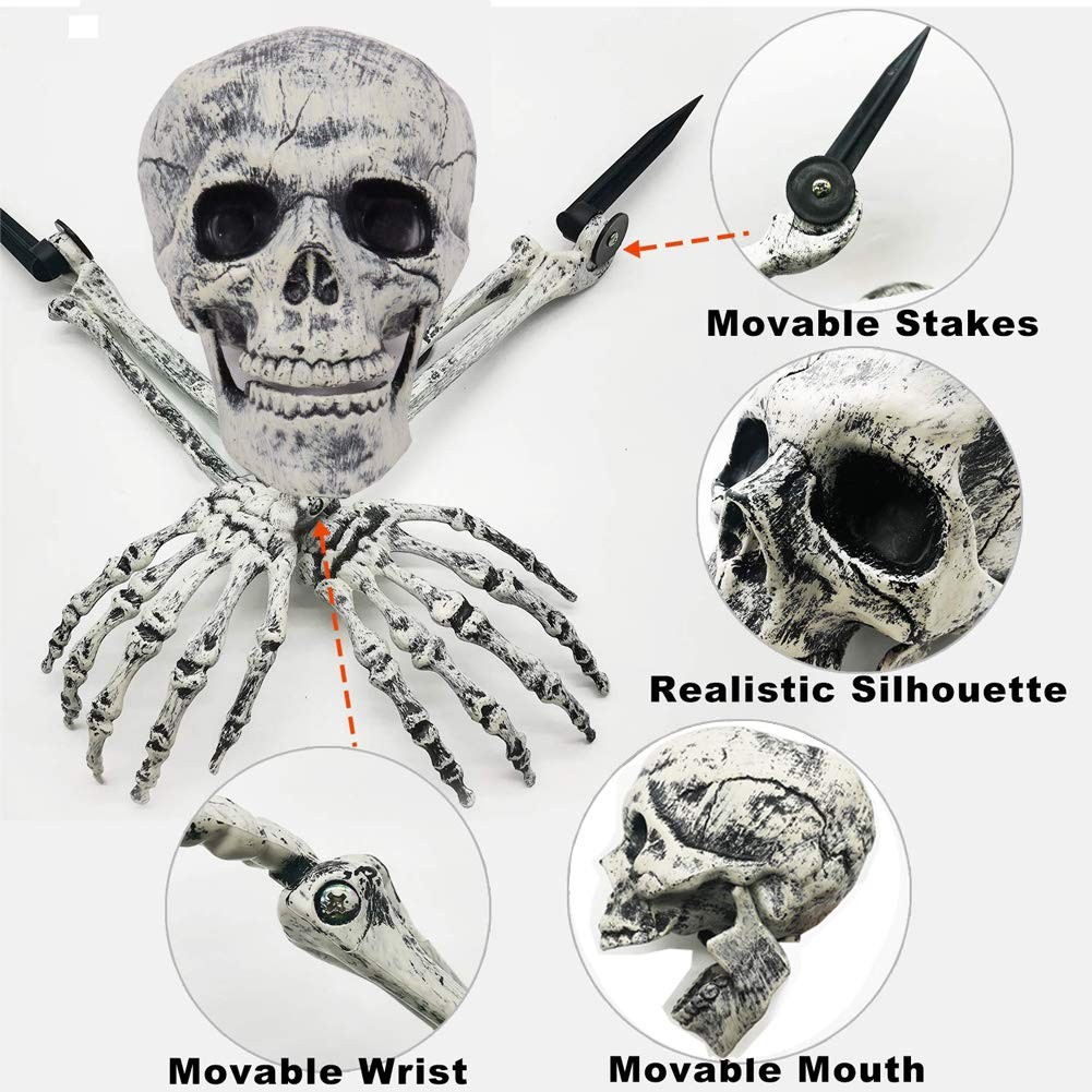 Realistic Halloween Skeleton Stakes Decorations, 3Pcs Groundbreakers Skull He…