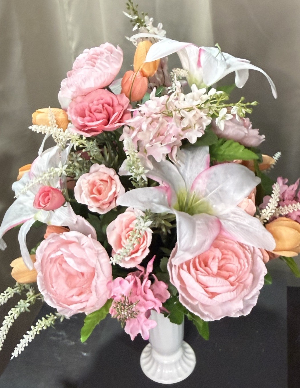Cemetery Flowers For Spring Sympathy Grave Artificial Arrangement Pink And White