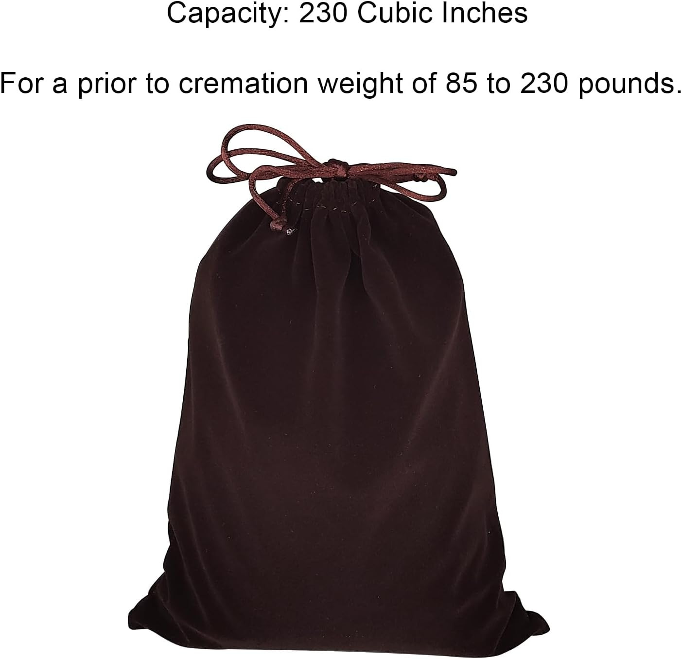 Brown Velvet Cremains Urn Bag for Human Ashes – for Use inside the Urn – Size 10