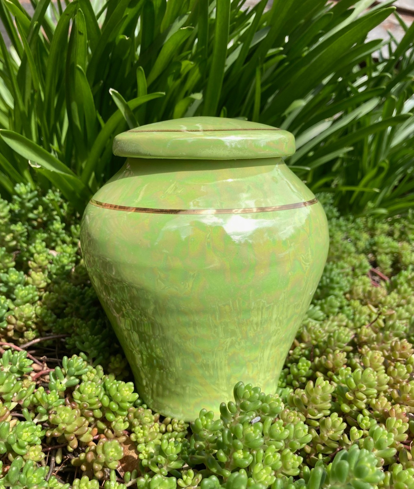 Handmade Ceramic Cremation Urn in Mother of Pearl small size for pet ashes 50 ci
