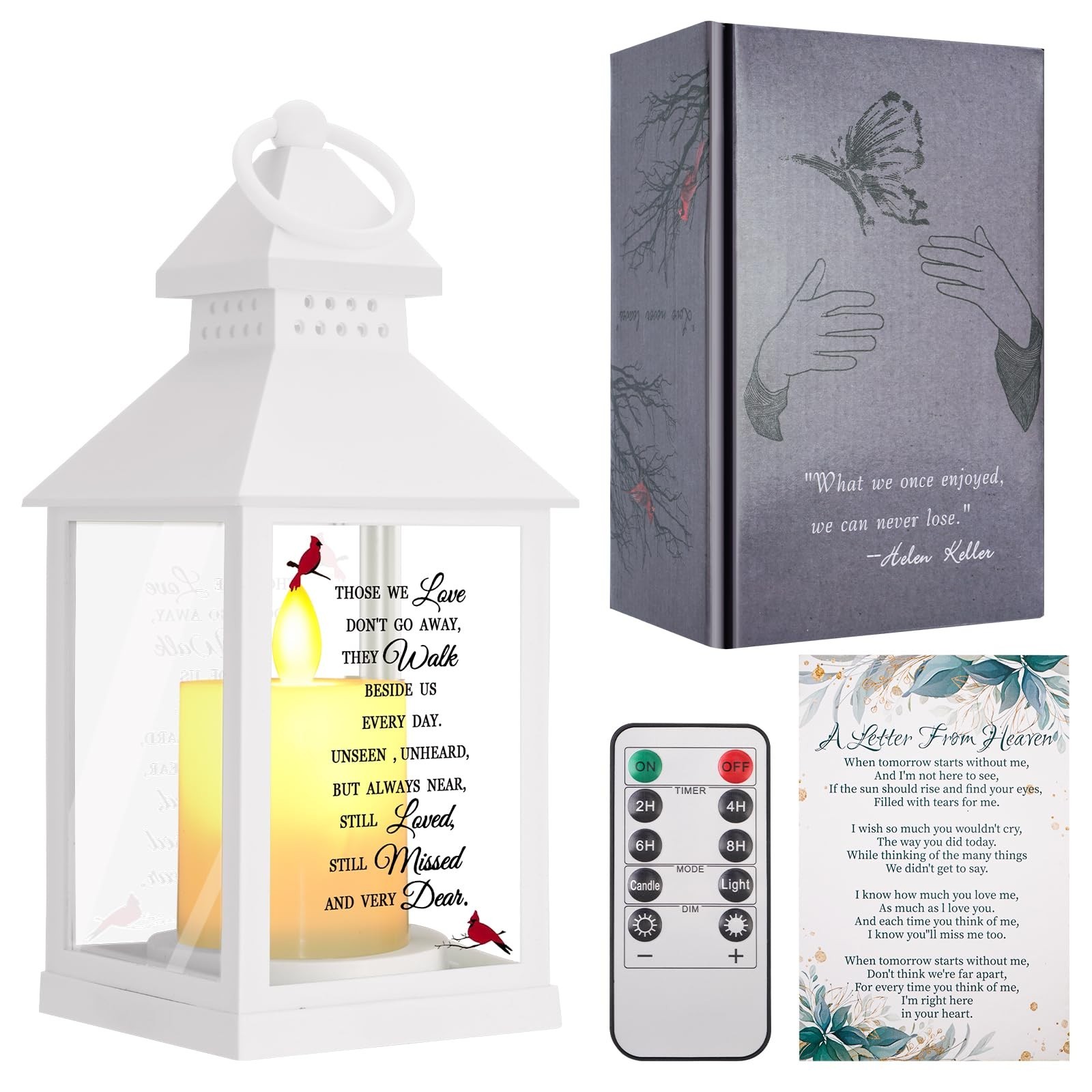 Sympathy Gifts for Loss, Memorial Lantern with Card, Bereavement Candle Light, R