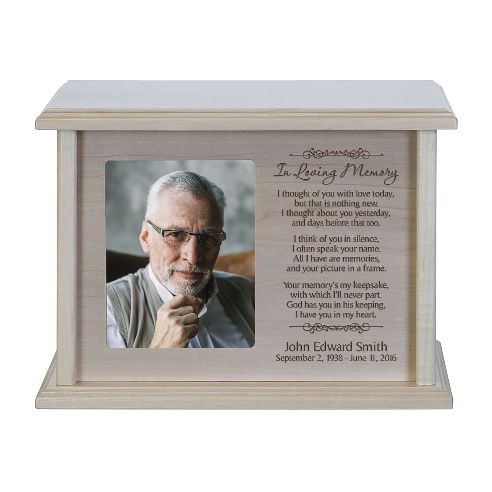 Custom Wooden Cremation Urn Box for Human Ashes 10.5×7.75in – In Loving Memory
