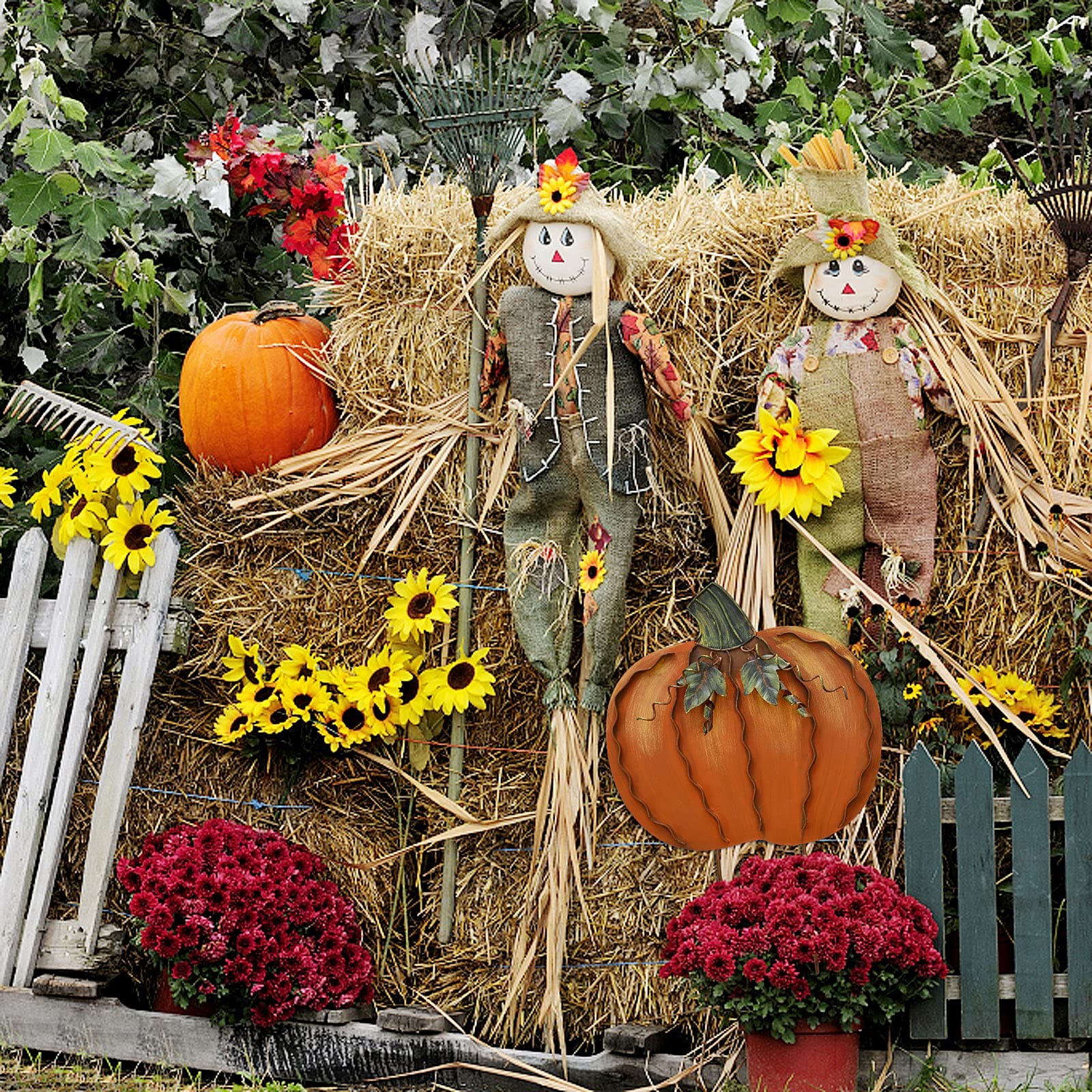 Pumpkin Garden Stakes Metal Yard Sign Fall Decor Outdoor Autumn Yard Stake Ar…