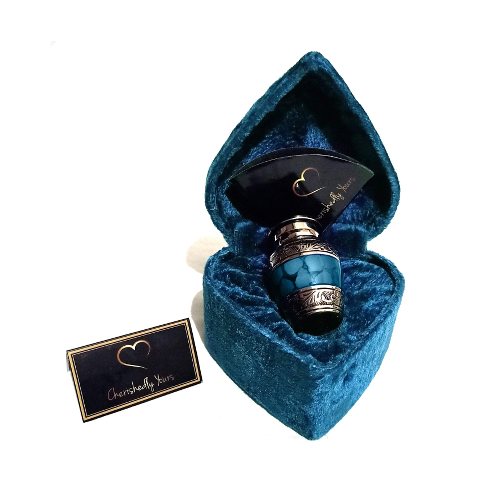 Small Keepsake Cremation Urn for Human Ashes with Velvet Heart Case and Funne…