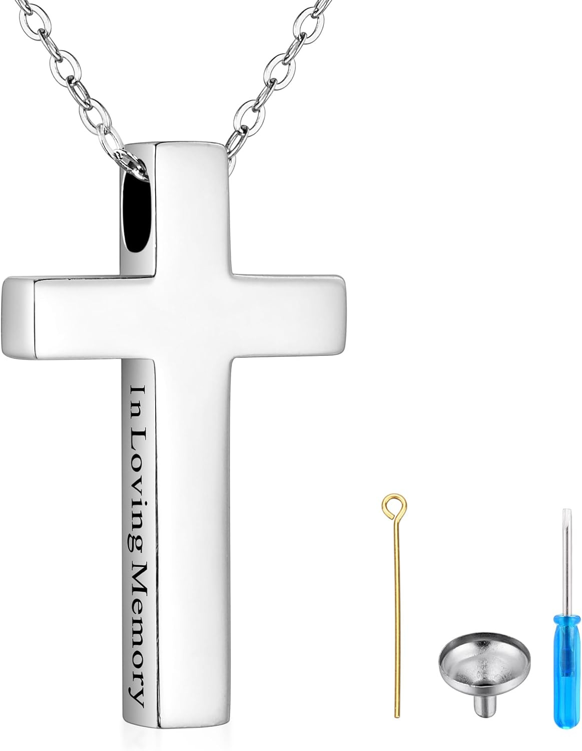 925 Sterling Silver Cremation Jewelry Memorial Cross Urn Necklace