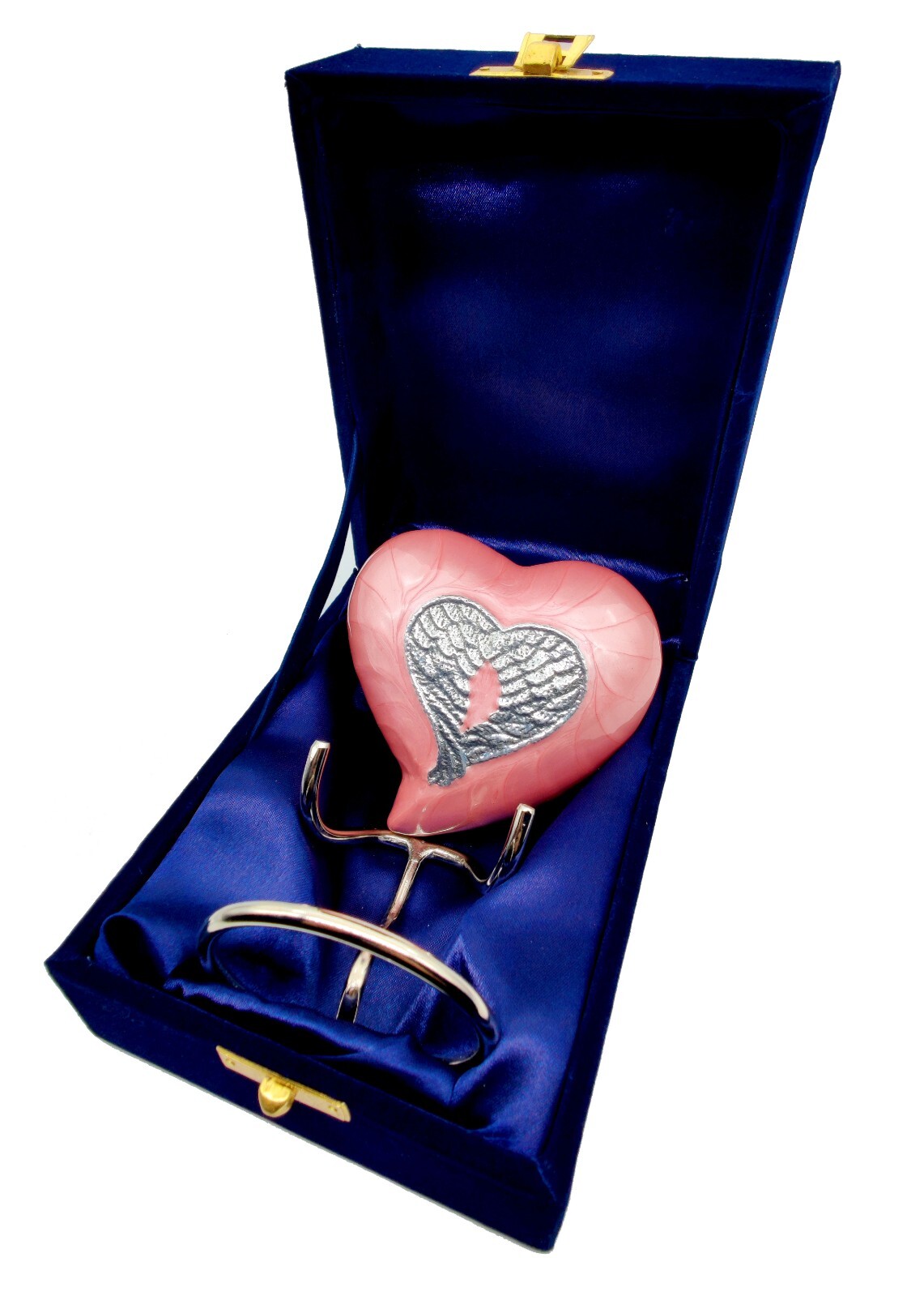 Heart Cremation PINK Urn for Human Ashes Adult | Funeral Decorative Angel Wings