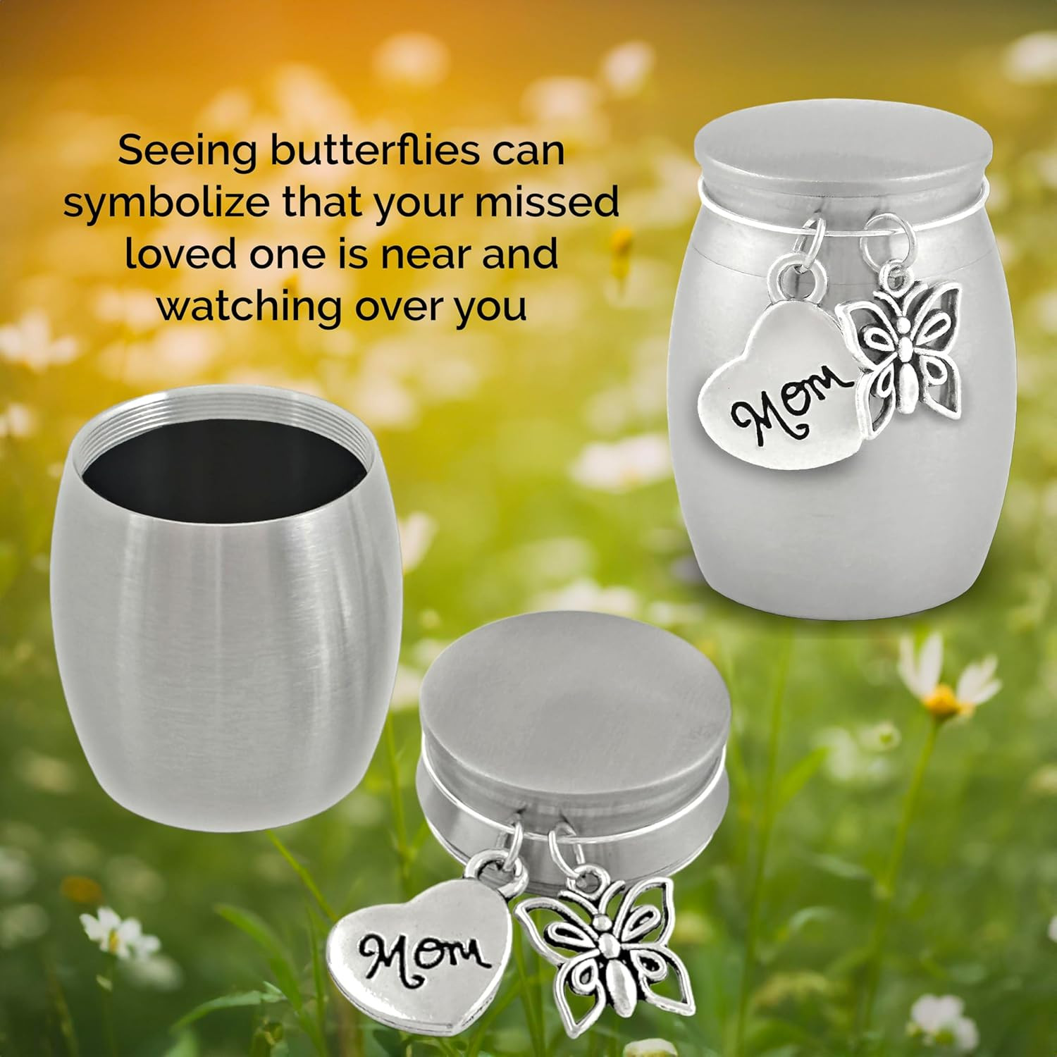 Small Urn for Mom Butterfly Keepsake Miniature Ashes Holder for Loss of Mother f