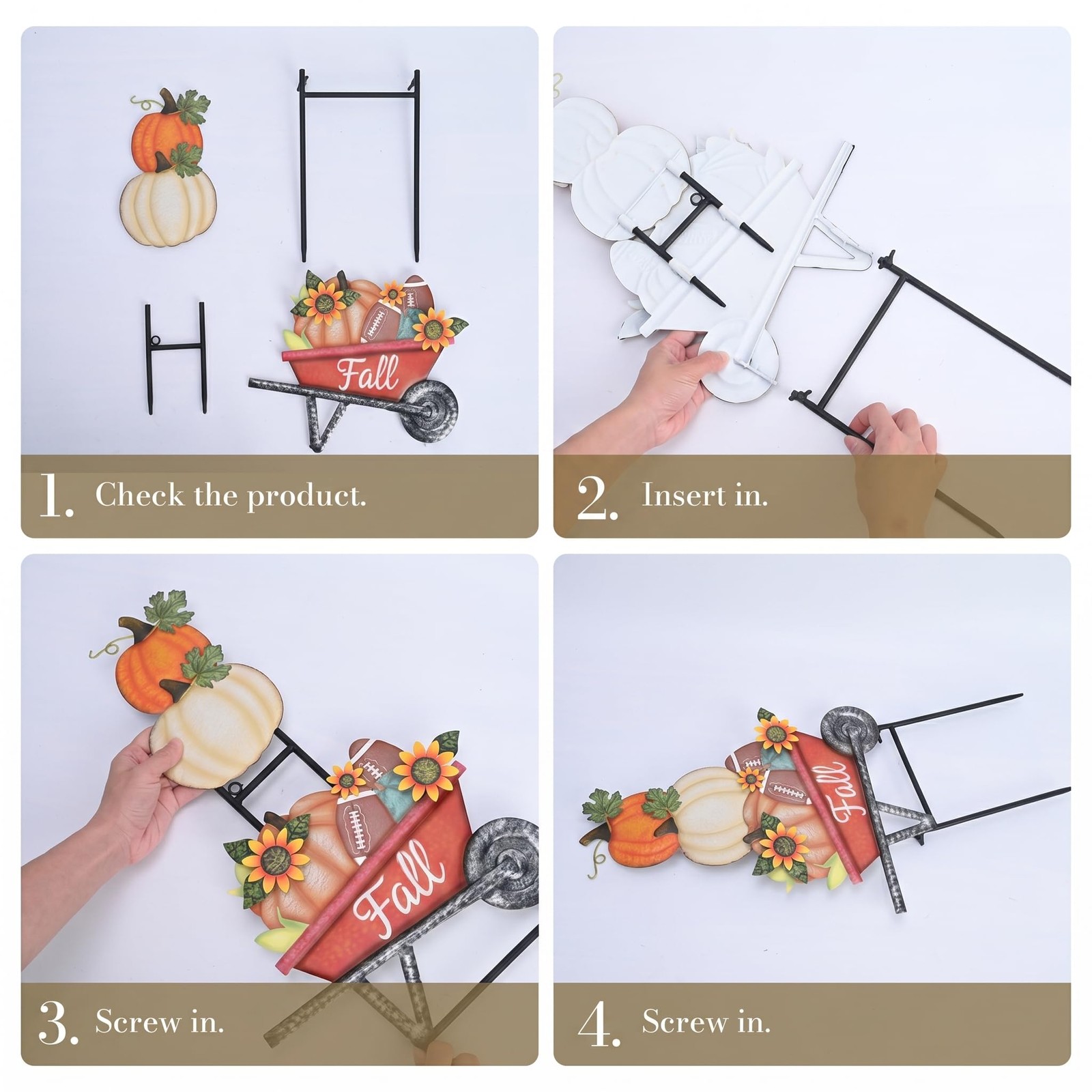 Fall Outdoor Decor,Pumpkin Decorations Sunflower Football Metal Garden Stake …