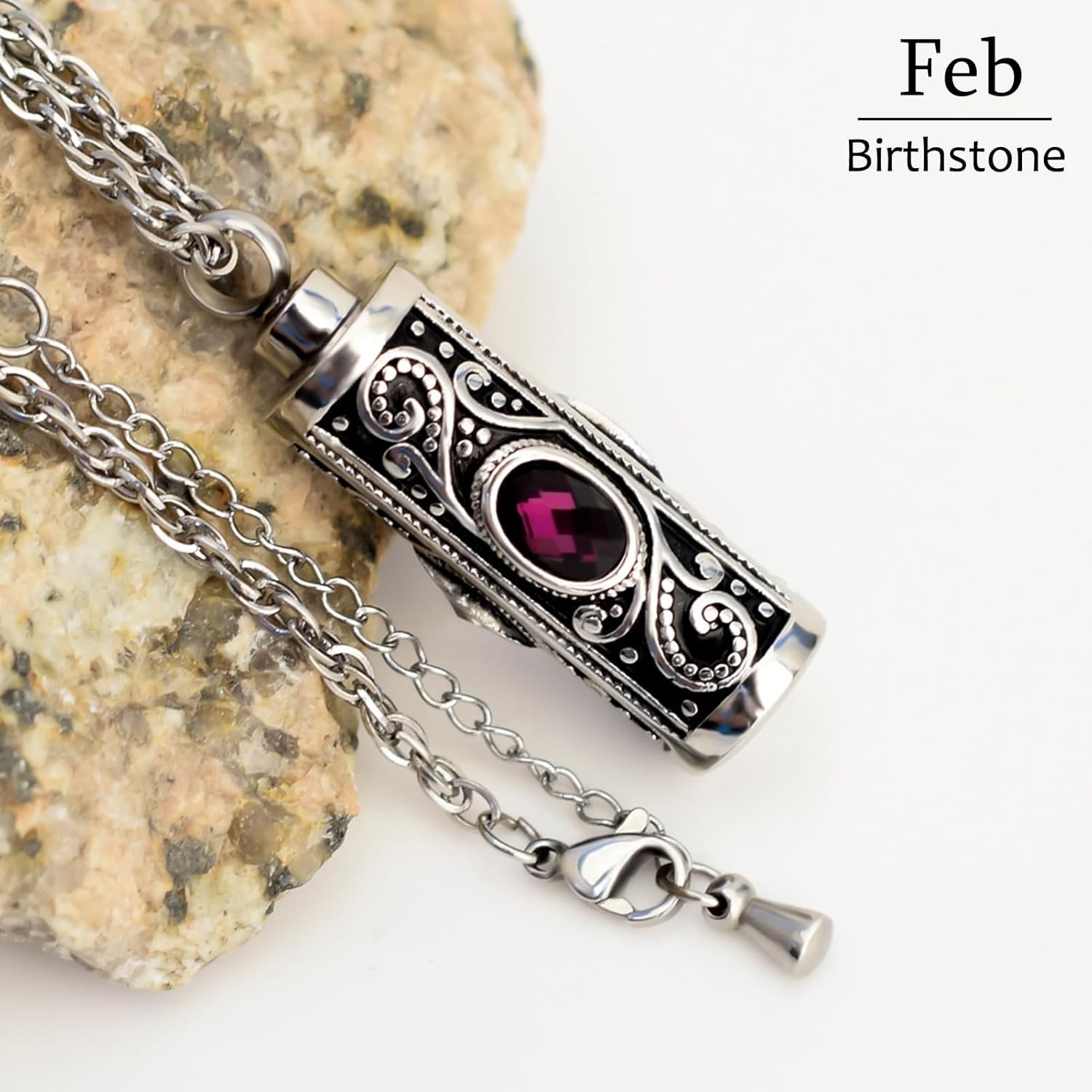 Stylish Purple Stainless Steel Ashes Pendant – Keepsake Urn Necklace for Women