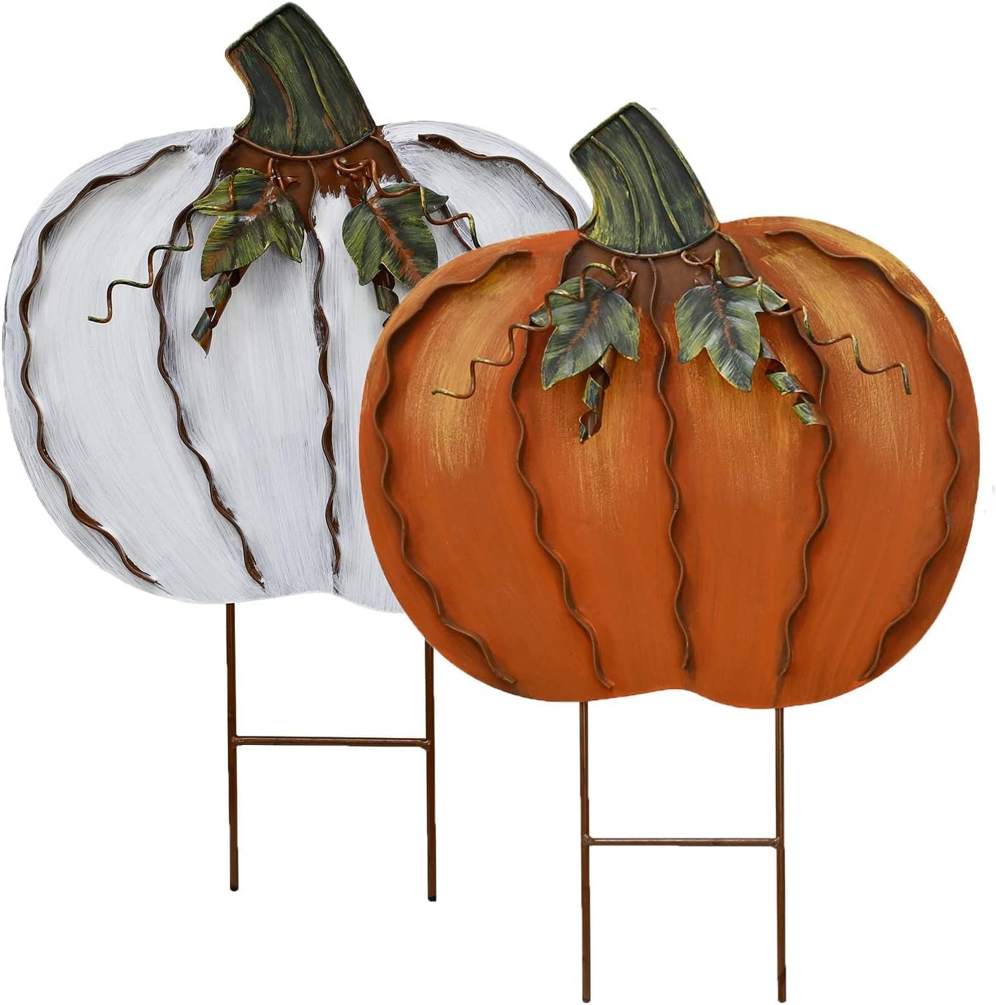 Pumpkin Garden Stakes Metal Yard Sign Fall Decor Outdoor Autumn Yard Stake Ar…