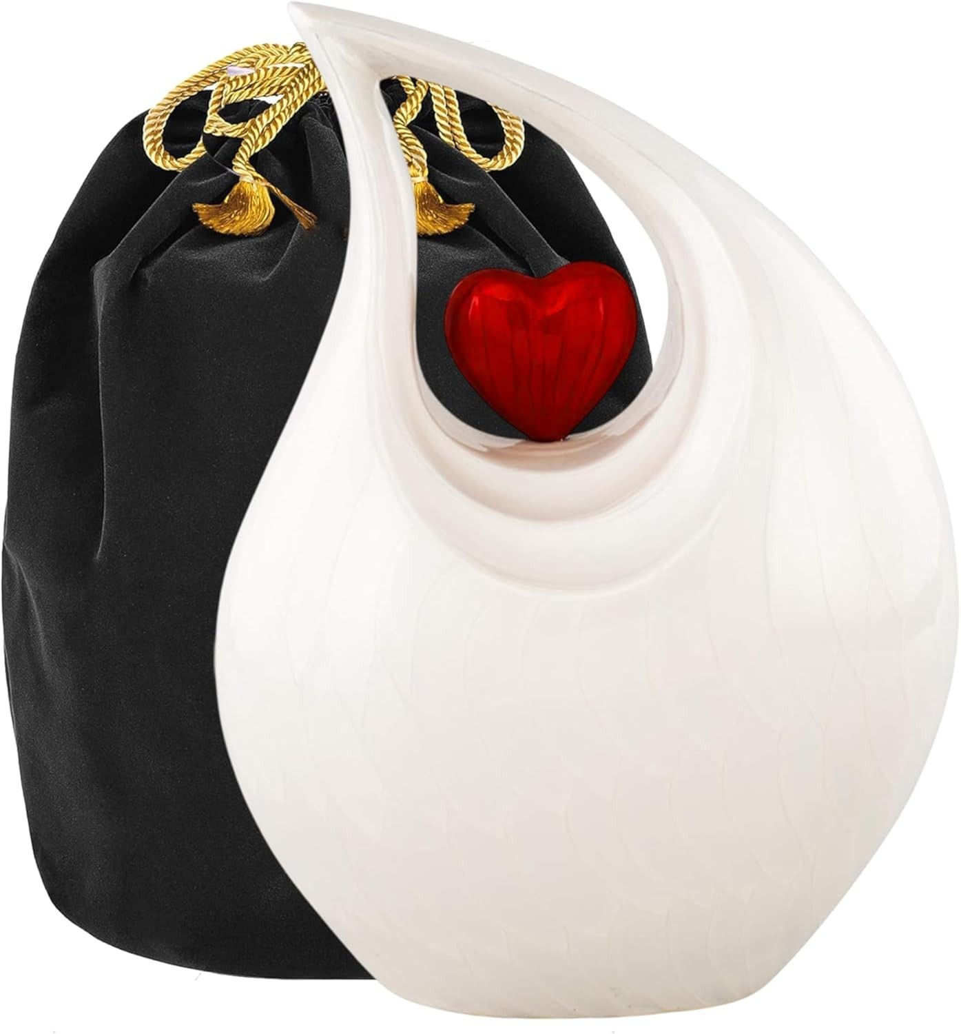 Heart of Love Cremation Urn, Human Ashes, Adult, Tear Drop White