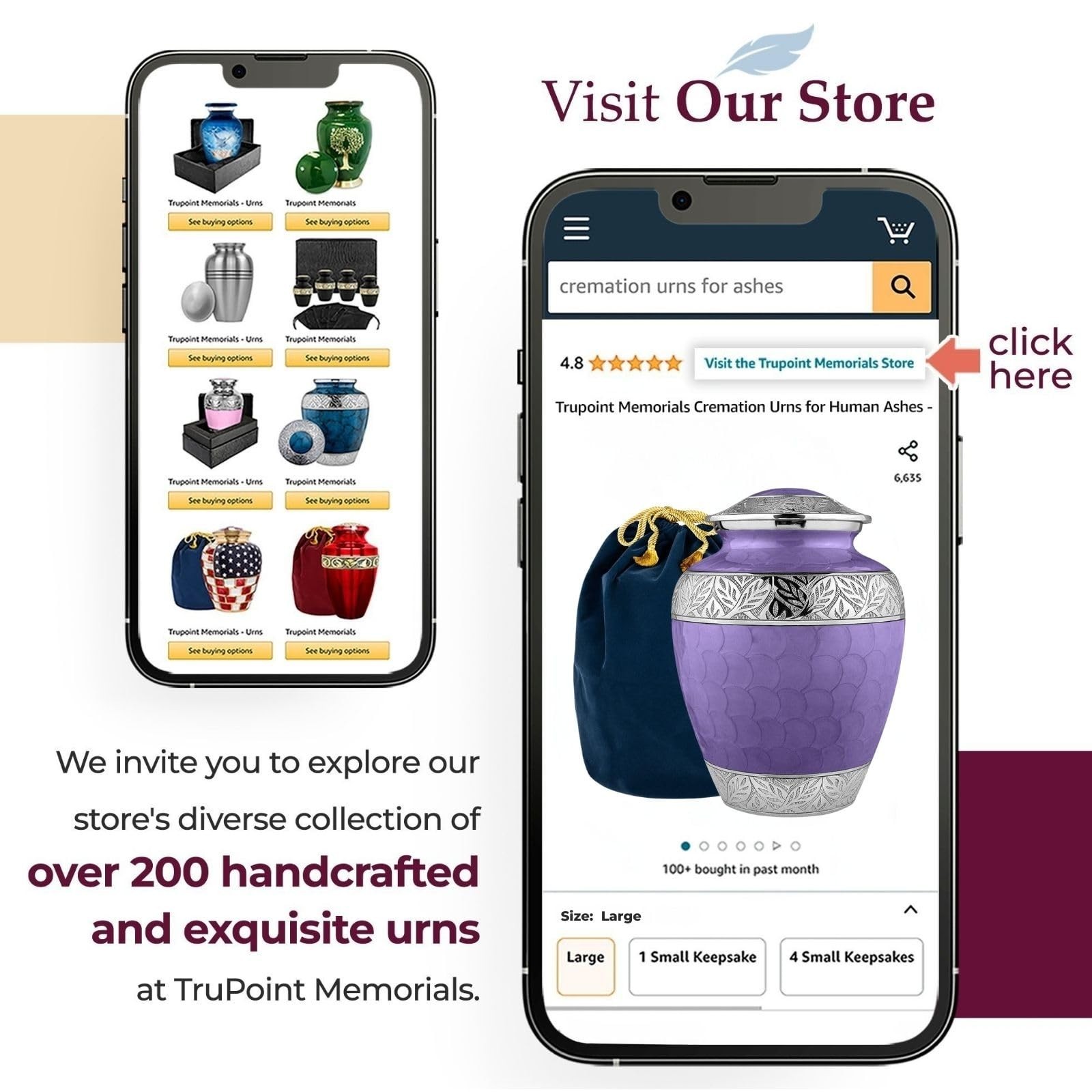 Trupoint Memorials Cremation Urns for Human Ashes – Decorative Urns, Urns for…