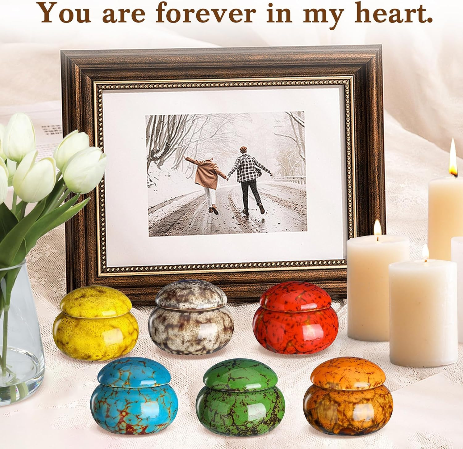 Small Urns for Human Ashes Keepsake Set of 6, 1.6” Cremation Keepsakes Urns for