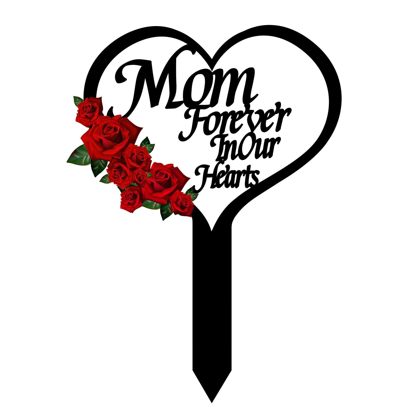 Memorial Grave Markers Heart Plaque Stake for Cemetery & Garden Decoration