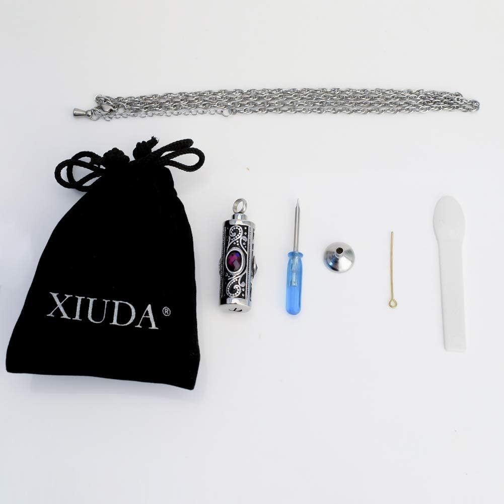 Stylish Purple Stainless Steel Ashes Pendant – Keepsake Urn Necklace for Women
