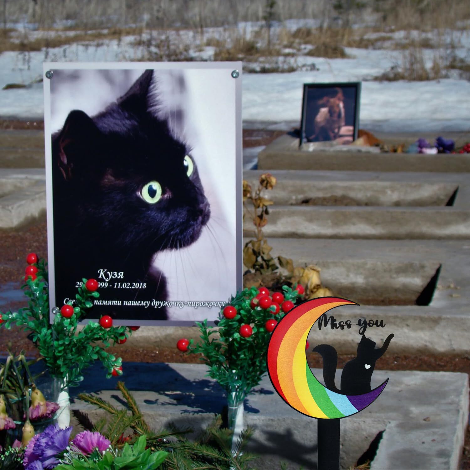 Cat Memorial Grave Markers, Pet Metal Sympathy Grave Plaque Stake, Cats Cemetery