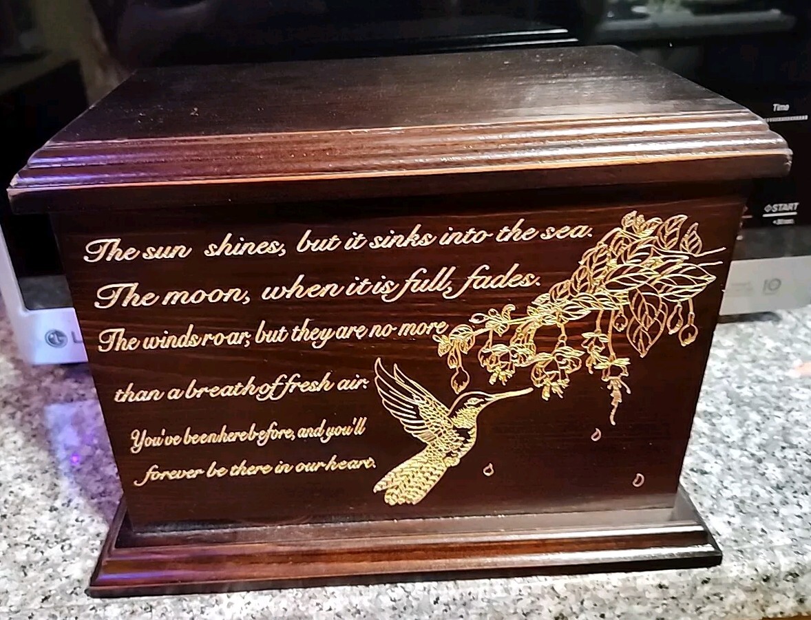 Cremation Memorial Urns Human Ashes Male Female Wooden Urns Box Hummingbird
