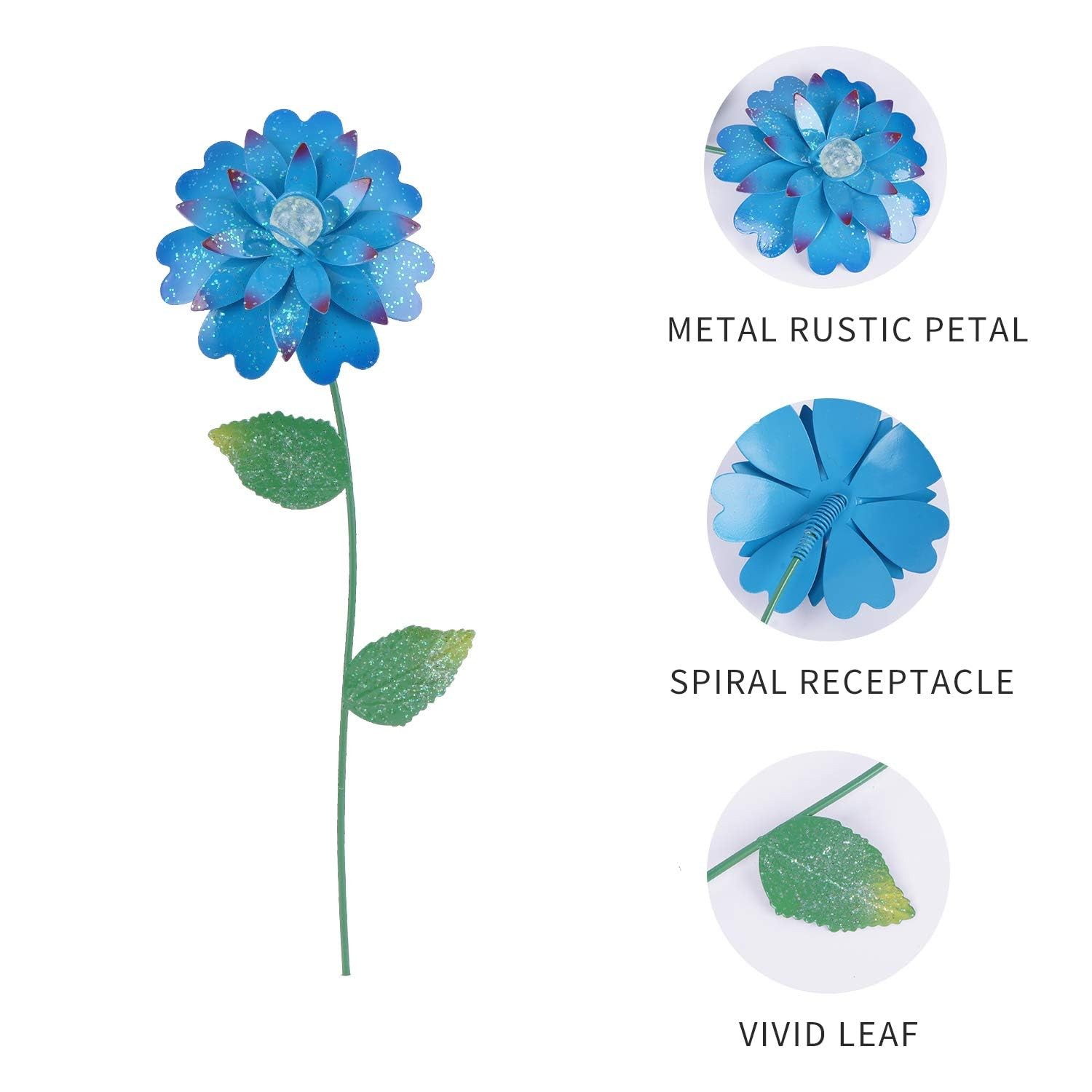 3-Pack Floral Garden Stakes Decor Tricolor Outdoor Glow in Dark,14 inch Metal…
