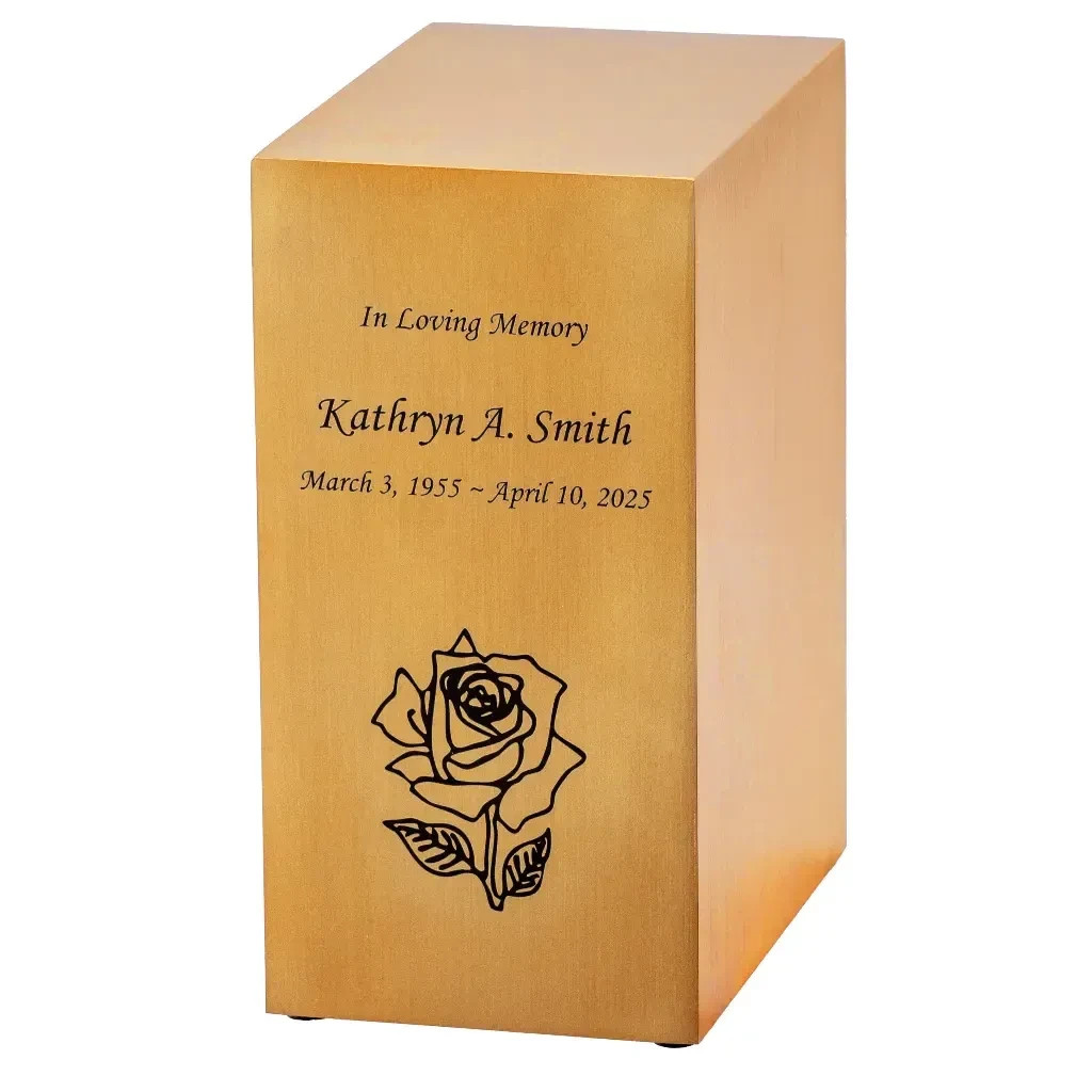 Large/Adult 230 Cubic Inches Spartan Gold Cube Cremation Urn for Ashes