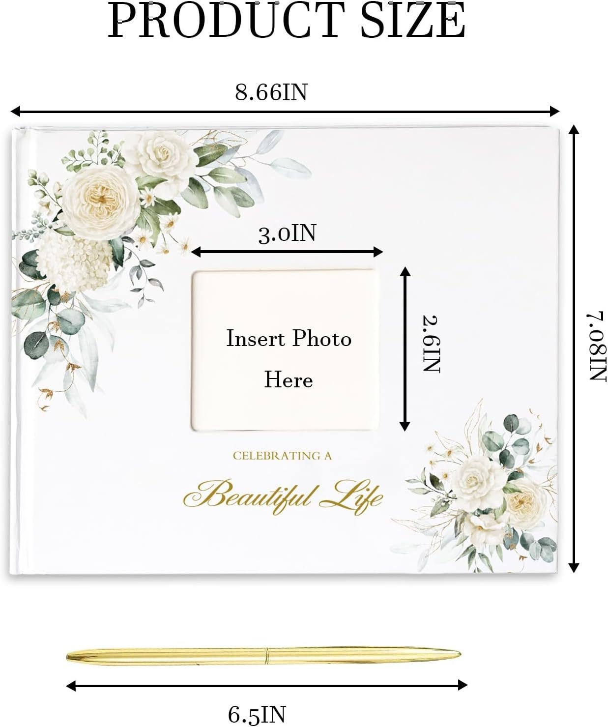Funeral Guest Book for Memorial Service Celebration of Life Guest Book & Pen
