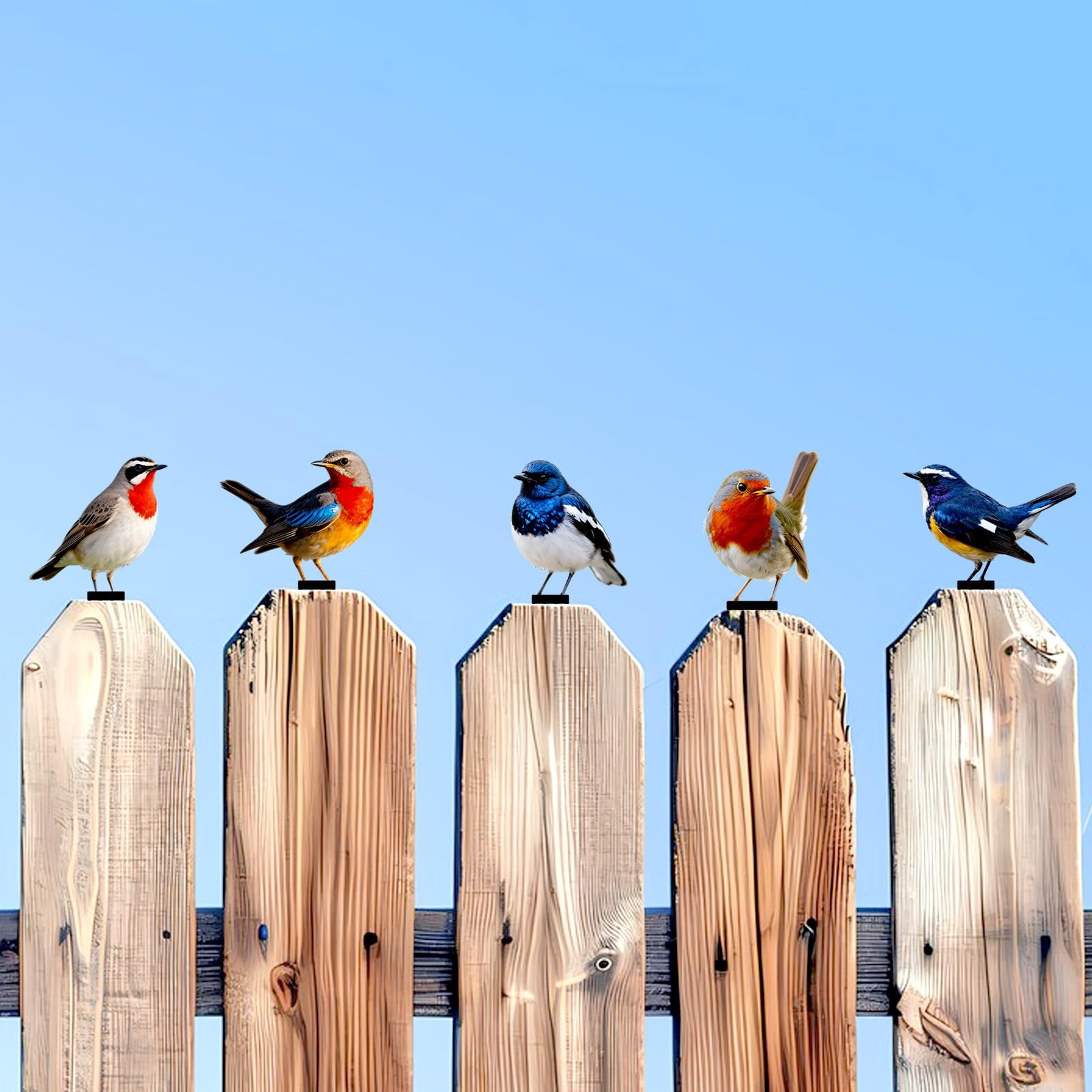 5 Pcs Vivid Bird Yard Decorations Natural Fence Decorations Outdoor Artificia…