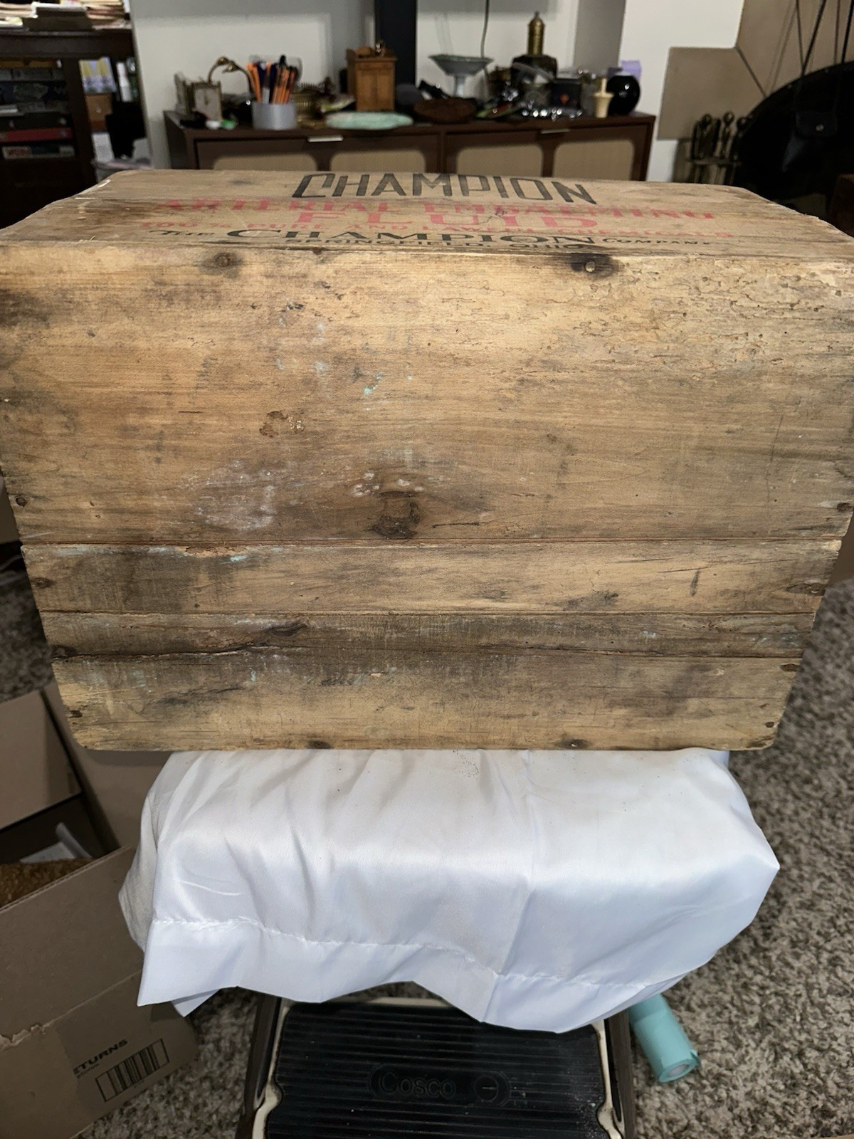 Champion Embalming Fluid Wooden Crate Springfield Ohio Funeral Home Antique