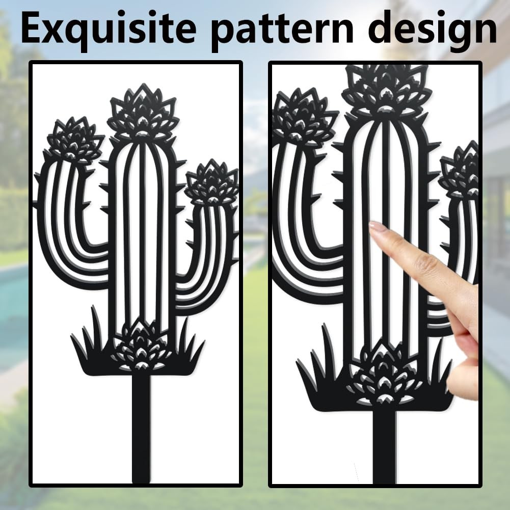 Cactus Metal Decorative Garden Stakes, Tropical Plant Silhouette Metal Outdoo…