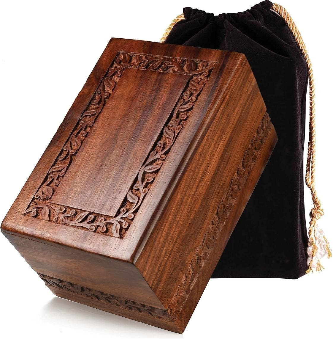Rosewood Wooden Cremation Urn for Human Ashes Adult 200 Cu In Engraved Funeral