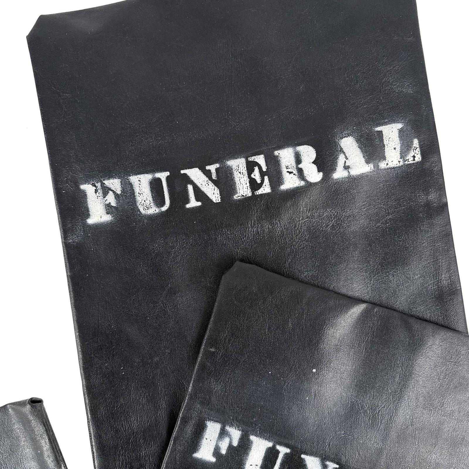 Vintage 1970s Funeral Parking Meter Cover Black Vinyl Stenciled Street Sign