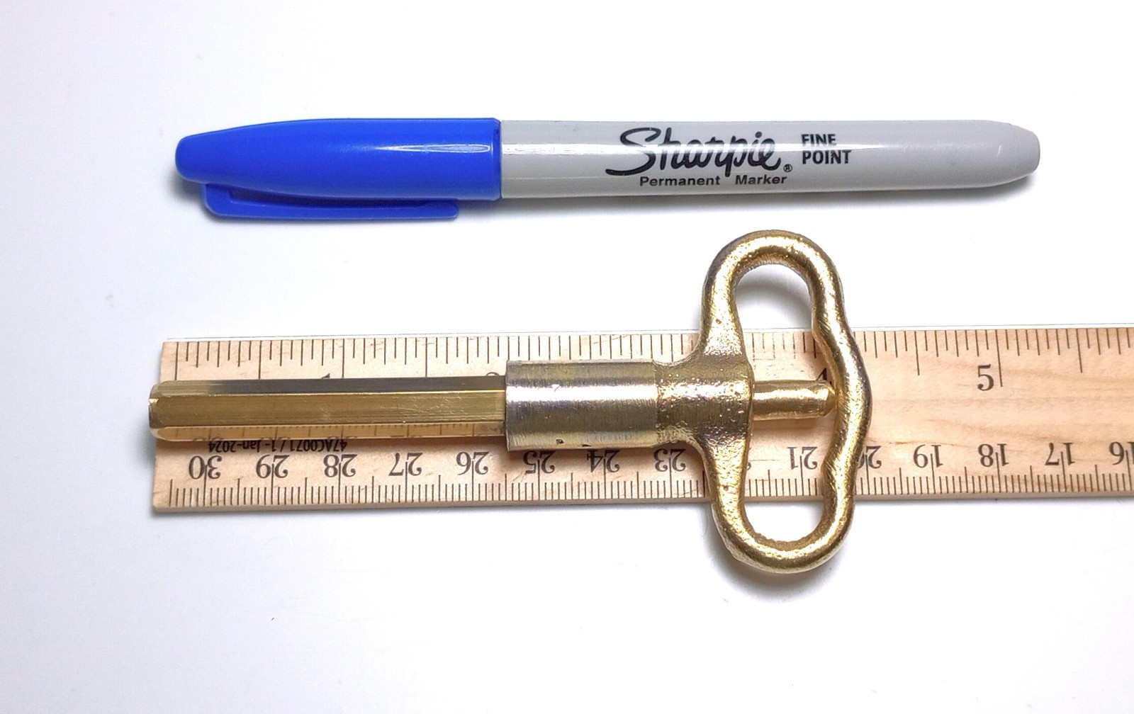 Yellow Brass Pocket Casket Key / Coffin Key