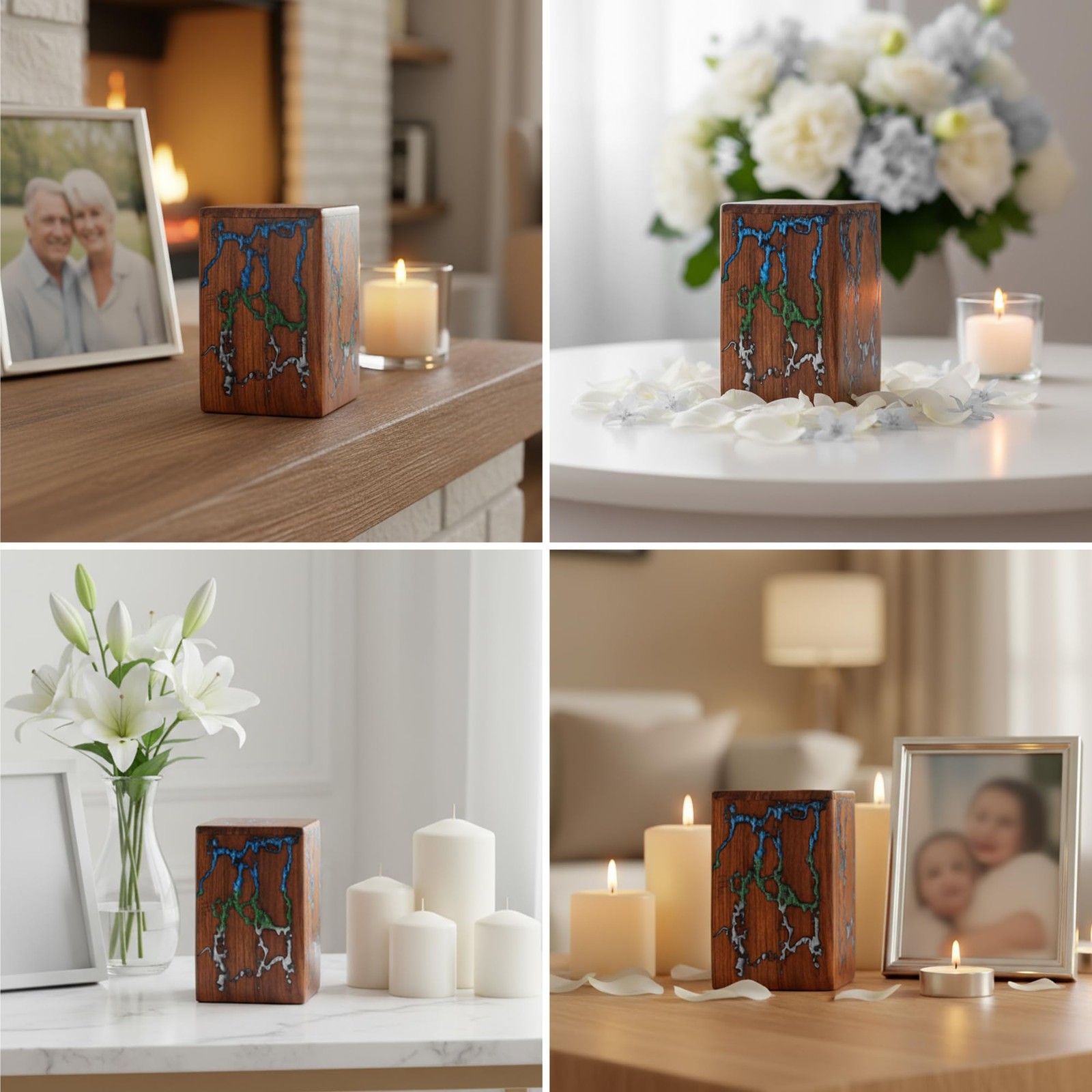Wooden Urns for Human Ashes Adult Male, Female – Wood Urn for Women, Resin De…