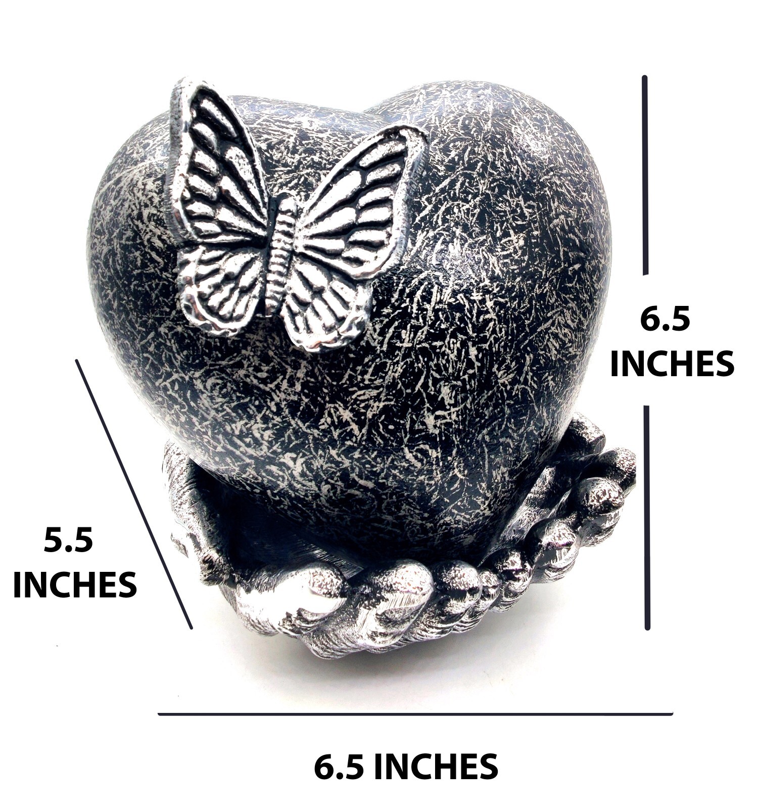 Butterfly Heart Cremation Urn for Ashes with Hand Shape Stand Memorial Keepsake
