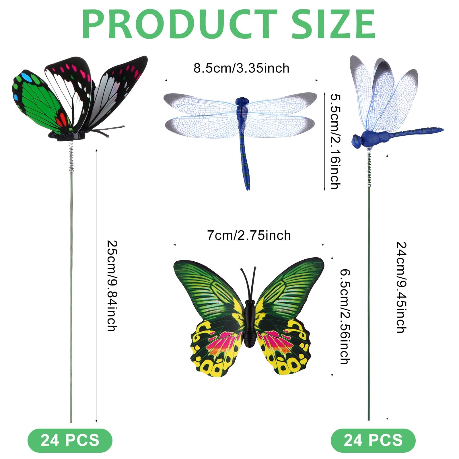 3D Dragonfly Butterfly Garden Decor 48 Colorful Yard Art Stakes